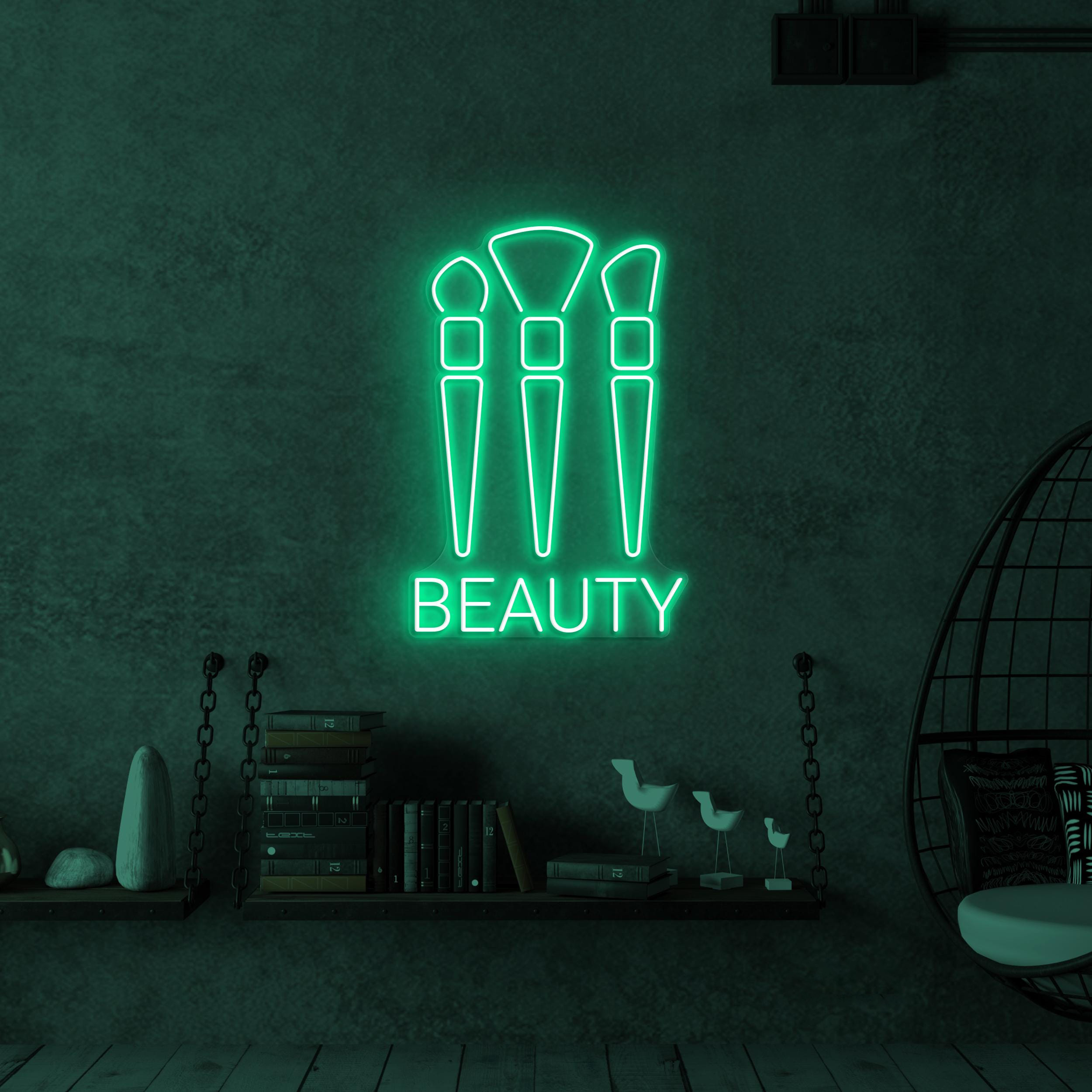 Beauty Neon Sign, Beauty LED Light, Makeup Brushes Wall Decor, Glam Wall Art, Personalized Neon Sign, Home Salon Sign, Girls Room Wall Decor