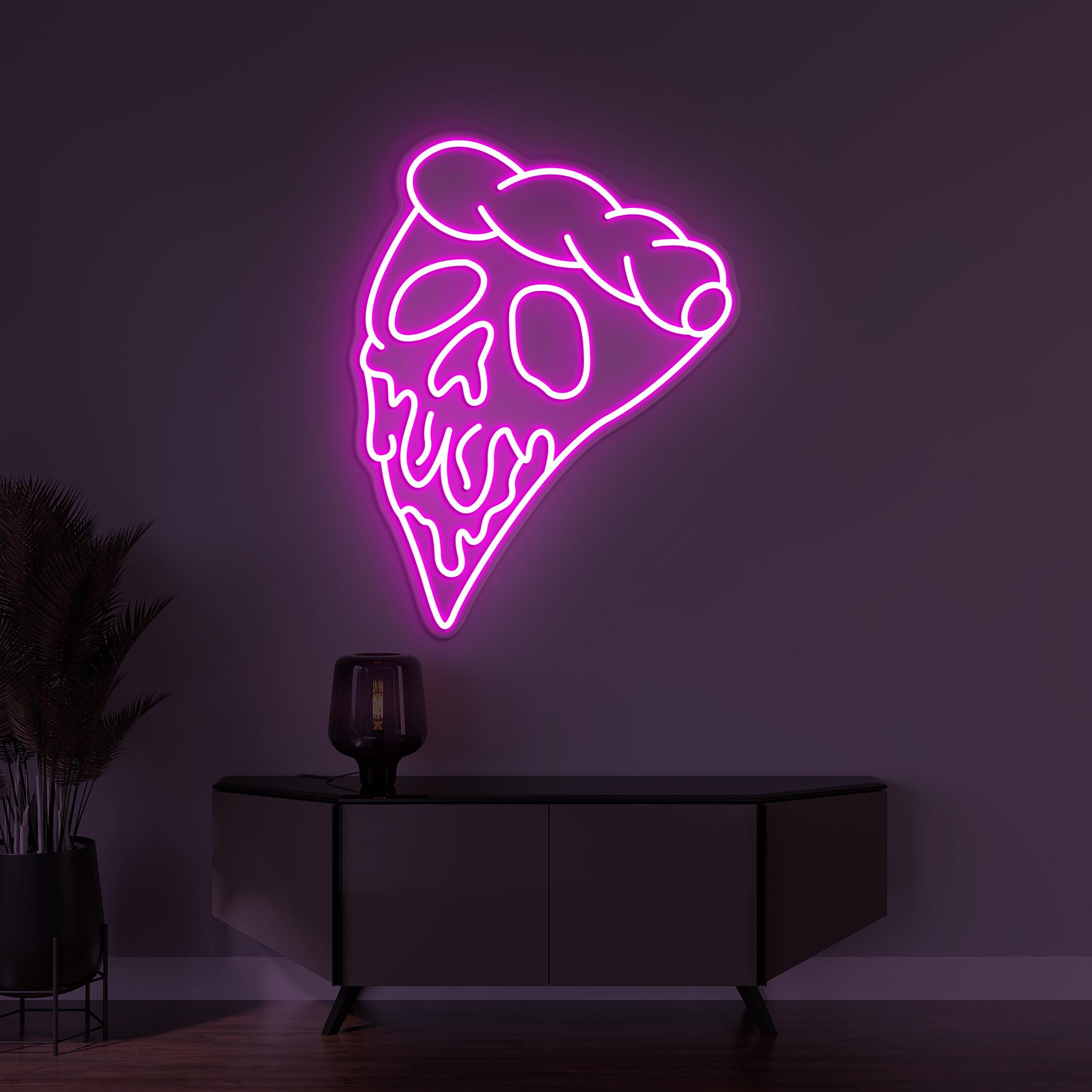 Pizza Skull Neon Sign, Pizza Skull Led Light, Pizza Wall Decor, Custom Neon Sign, Halloween Wall Art, Pizza Shop Wall Sign, Pizza Lover Gift