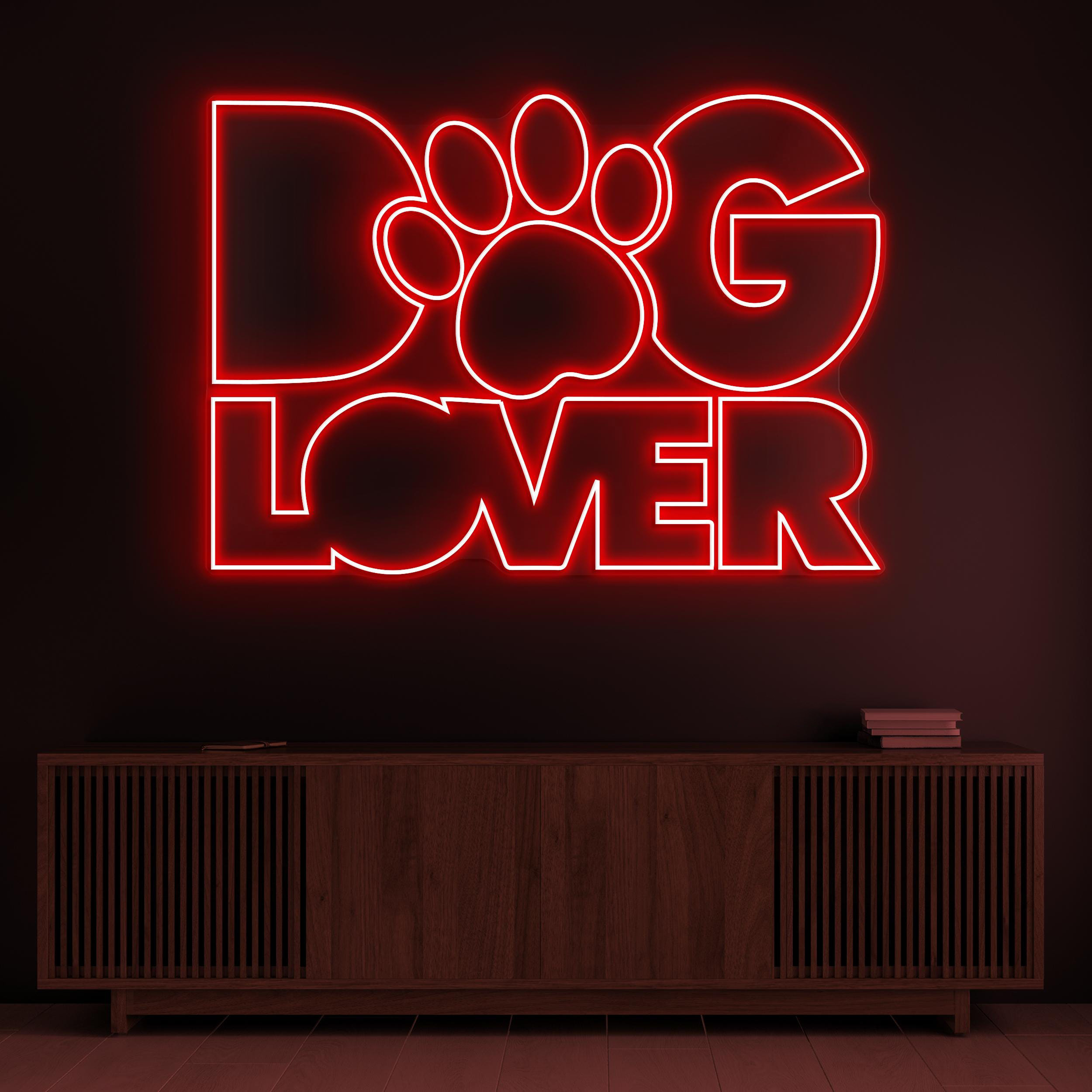 Dog Lover Neon Sign, Dog Lover LED Light, Paw Lover Wall Decor, Animal Neon Sign, Puppy Love Wall Art,  Neon Wall Decor Art, Pet Shop Sign