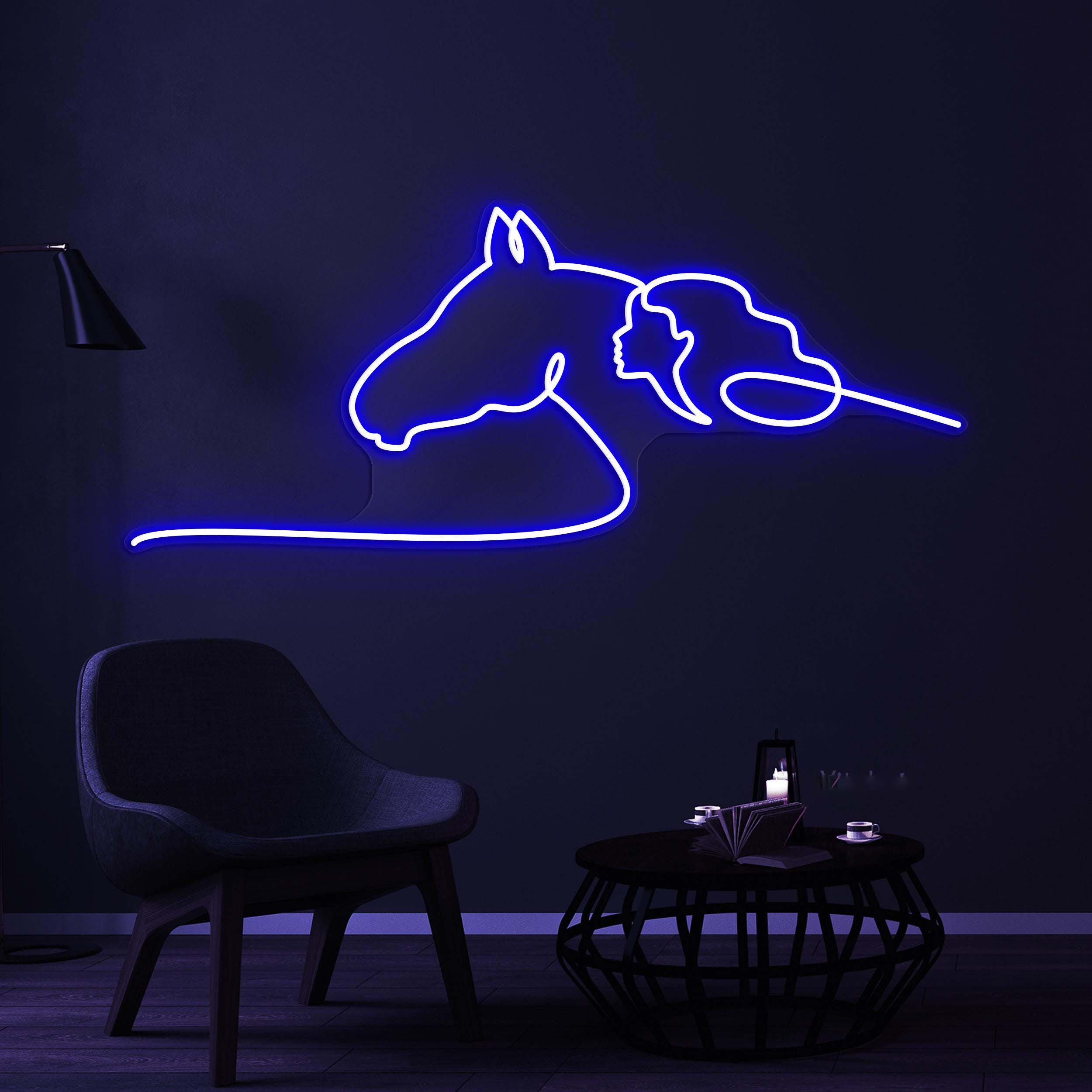 Horse and Woman Neon Sign, Horse and Woman LED Light, Girl Horse Riding Wall Art, Animal Shop Wall Decor, Horse Ride Club Light, Horse Lover