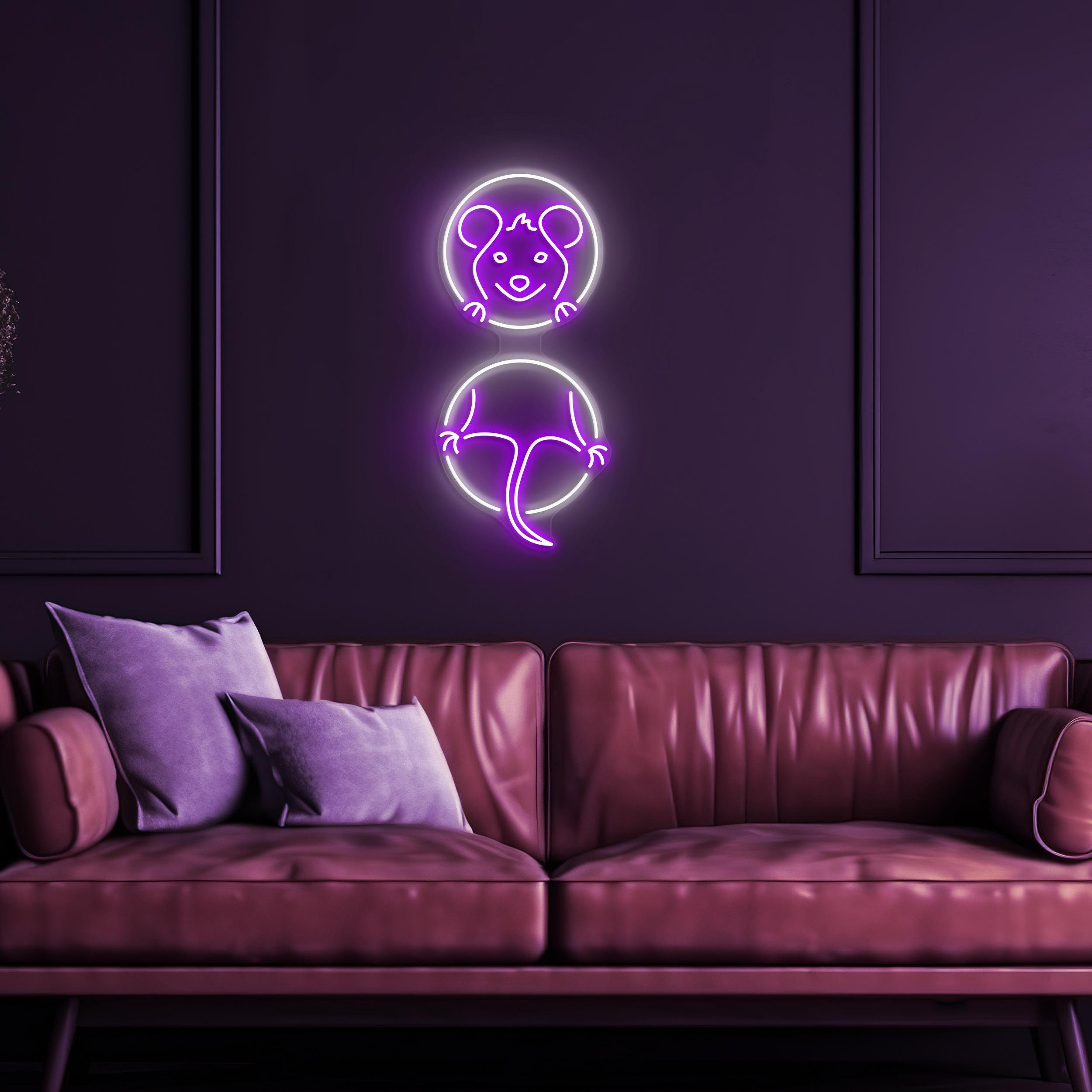 Rat In Hole Neon Sign, Rat In Hole Led Light, Cute Mouse Wall Decor, Kids Room Wall Art, Animal Shop Neon Light, Custom Sign, Mice Wall Art