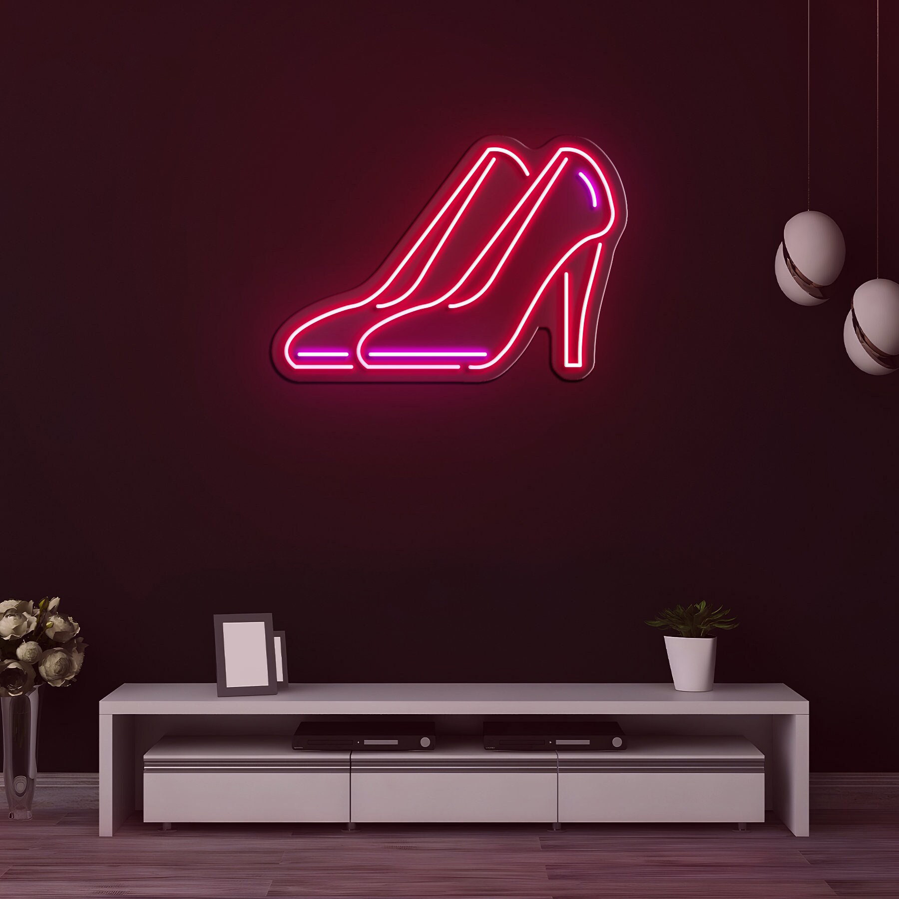 High Heel Neon Sign, LED Wall Decor for Fashionistas & Shoe Lovers, Room or Store Display, Neon Lights for Bedroom, Shoe Shop, Birthday Gift