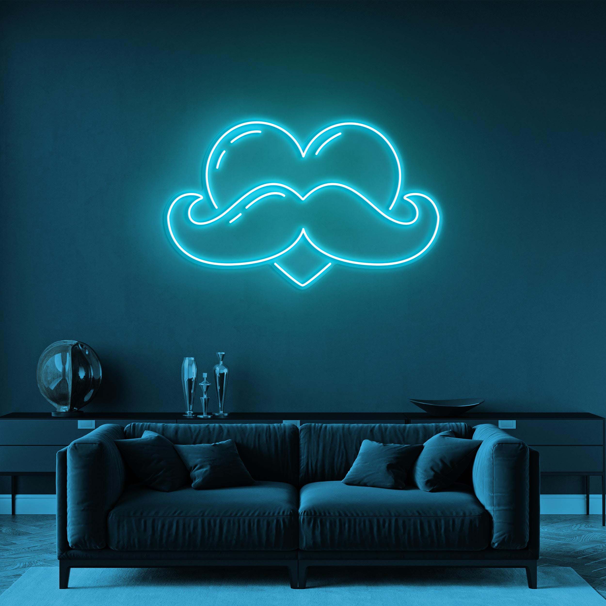 Moustache Heart Neon Sign, Father's Day Gift, Moustache Wall Light, Custom Neon Sign, Room Decor, Perfect Gift Idea for Dad, Neon Wall Art