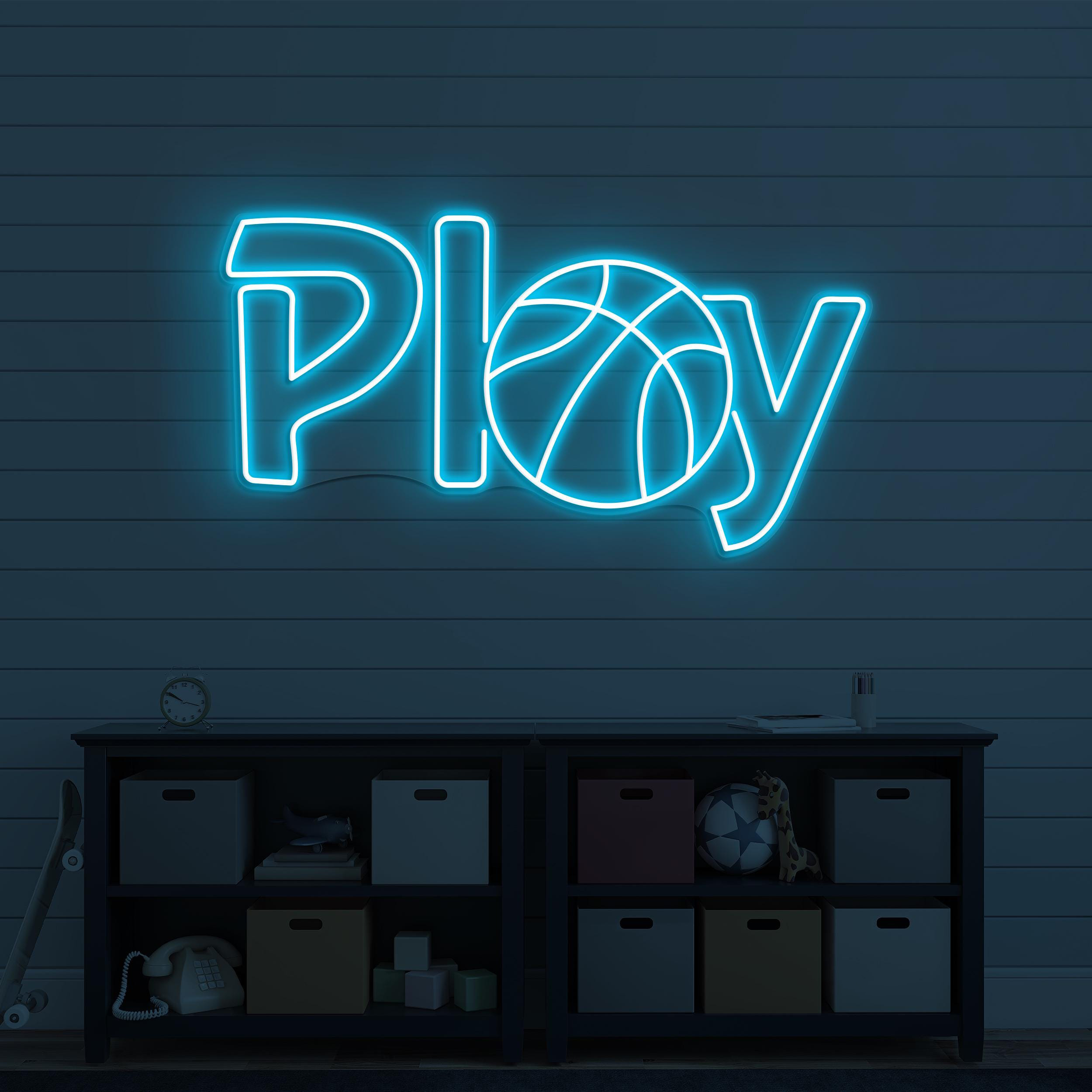 Play Neon Sign, Play LED Light, Basketball Play Wall Decor, Sports Shop Neon Wall Art, Basketball Club Neon Light, Game Room Led Neon Sign