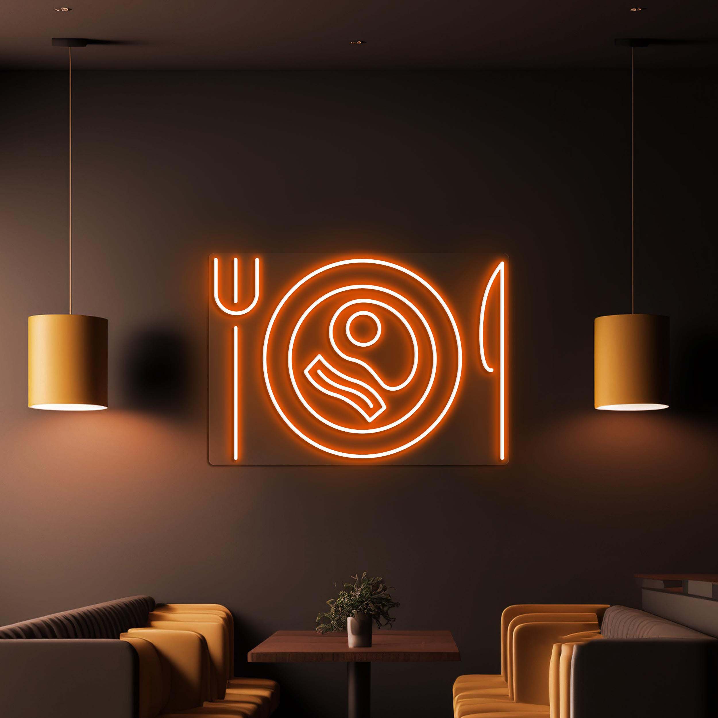 Breakfast Neon Sign, Breakfast LED Light, Fork Plate Knife Wall Decor, Food Shop Wall Art, Kitchen Neon Light, Egg & Bacon Neon Wall Art
