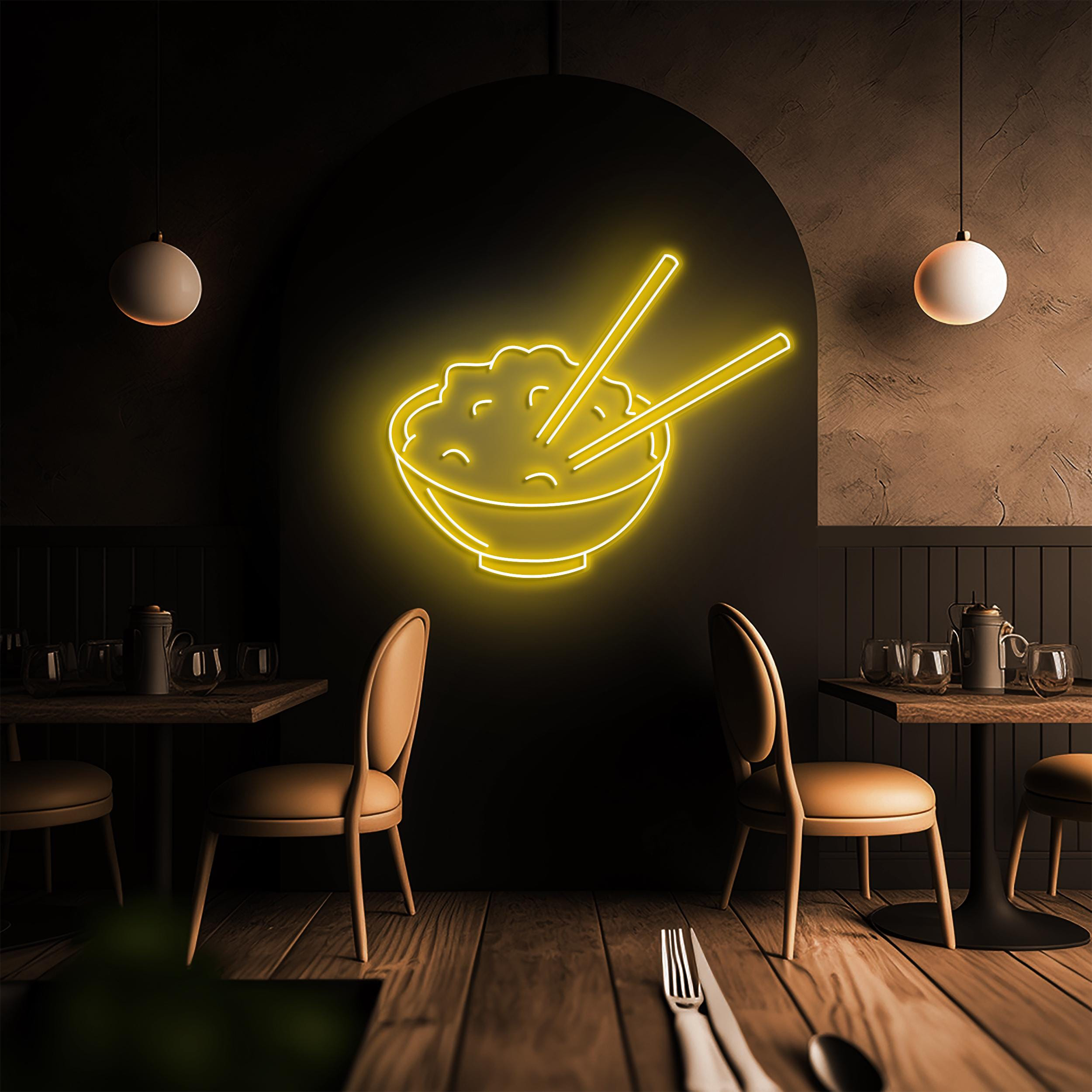 Rice Bowl Neon Sign, Rice Bowl LED Light, Asian Food LED Neon Art, Home Wall Decor, Kitchen Wall decor, Restaurant Wall Decor, Food Lover