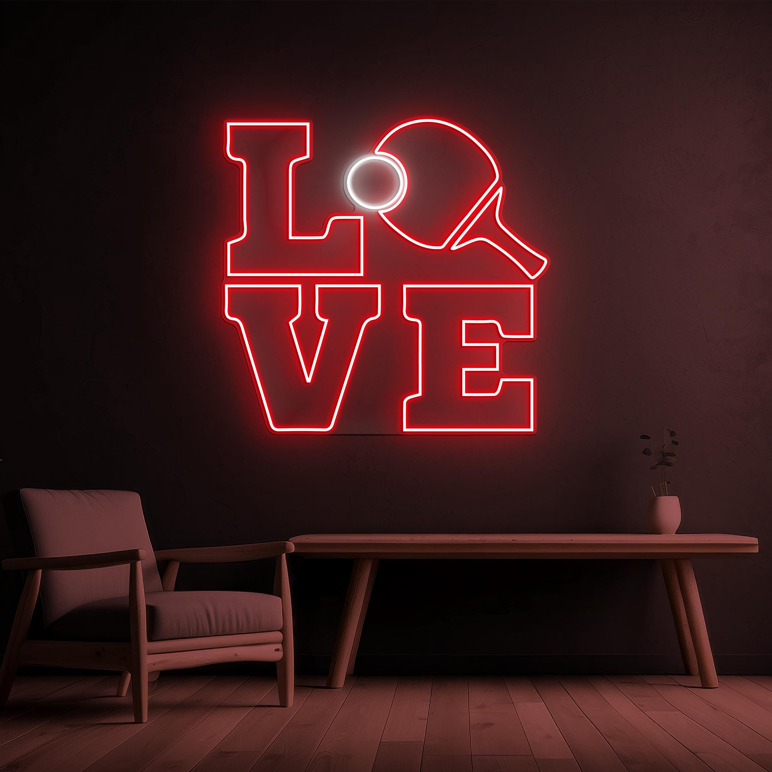 Love Ping Pong Neon Sign, Love Ping Pong LED Light, Ping Pong Paddle Ball Wall Art, Sports Club Decor, Table Tennis Decor, Tennis Lover Gift