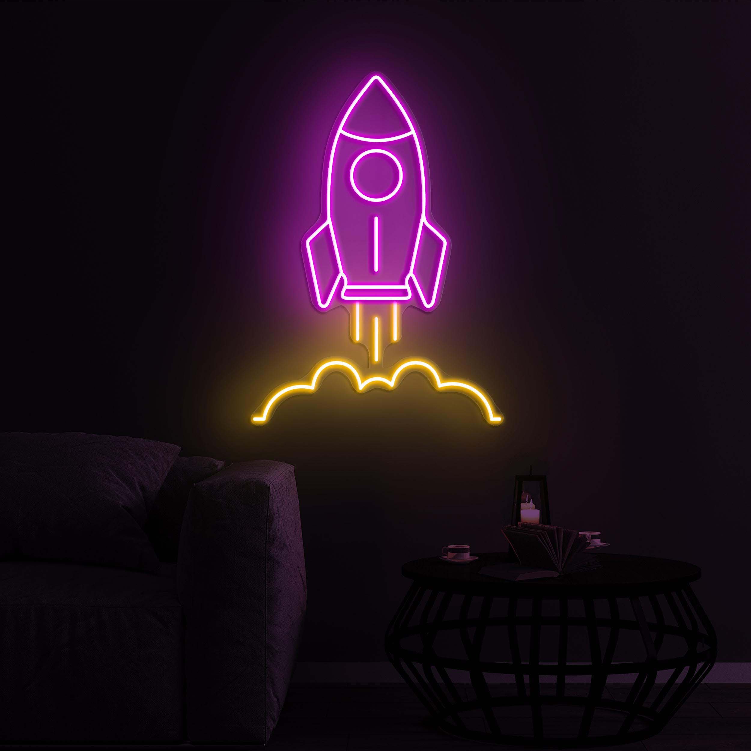 Rocket Neon Sign, Rocket LED Light, Spaceship Wall Art, Spacecraft Sign, Decor for Home, Kid's Room, Gaming Room, Shops, Rocket Hanging Art