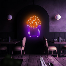 Fries Neon Sign, Fries LED Light, French Fries LED Neon Art, Kitchen Wall Decor, Fast Food Restaurant Wall Art, Fries Shop Decor, Fries love