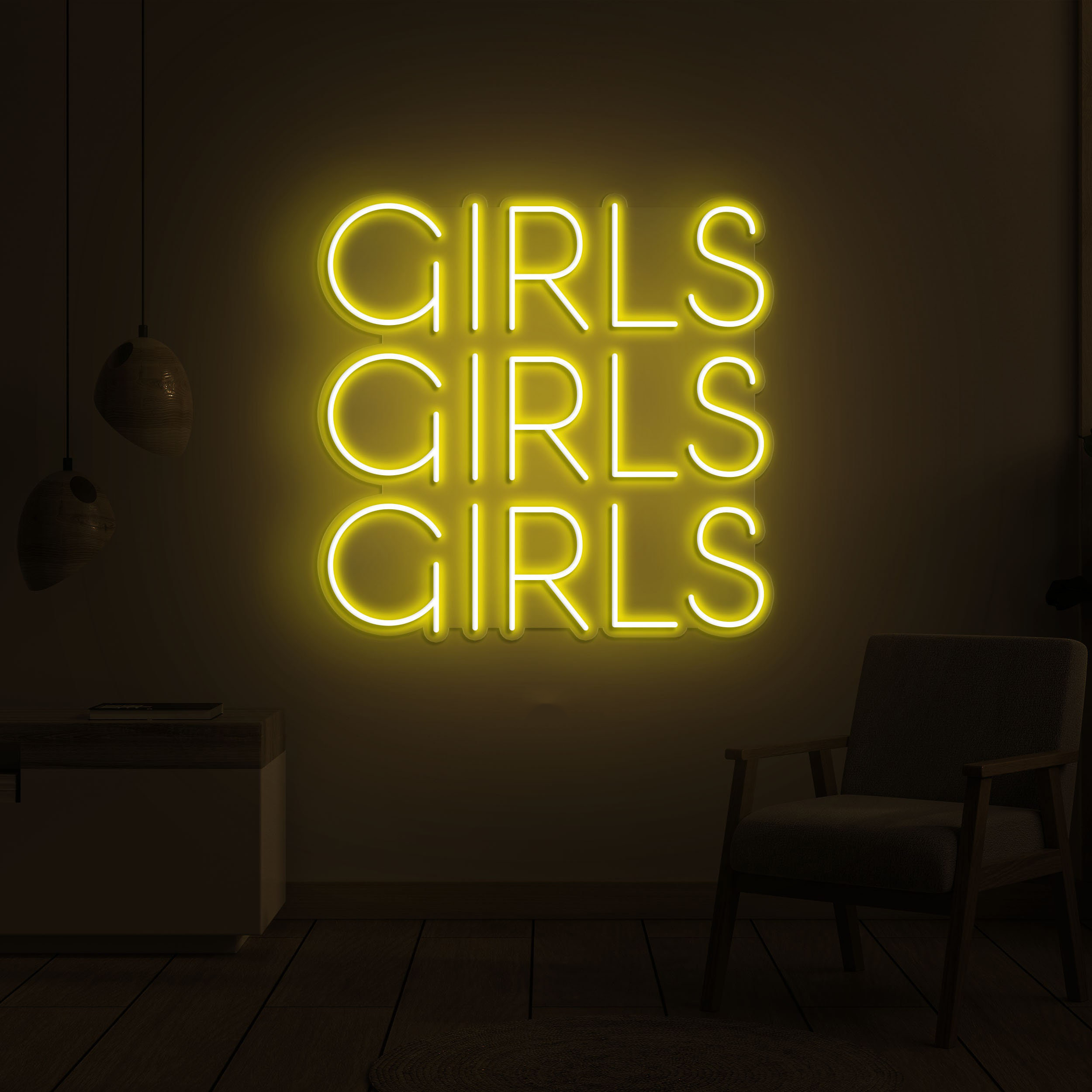 Girls, Girls, Girls Neon Sign, Bedroom Wall Decor, Neon Light Art Gift, LED Sign for Bedroom, Cute Neon Lamps,Neon Light,Kid's Birthday Gift
