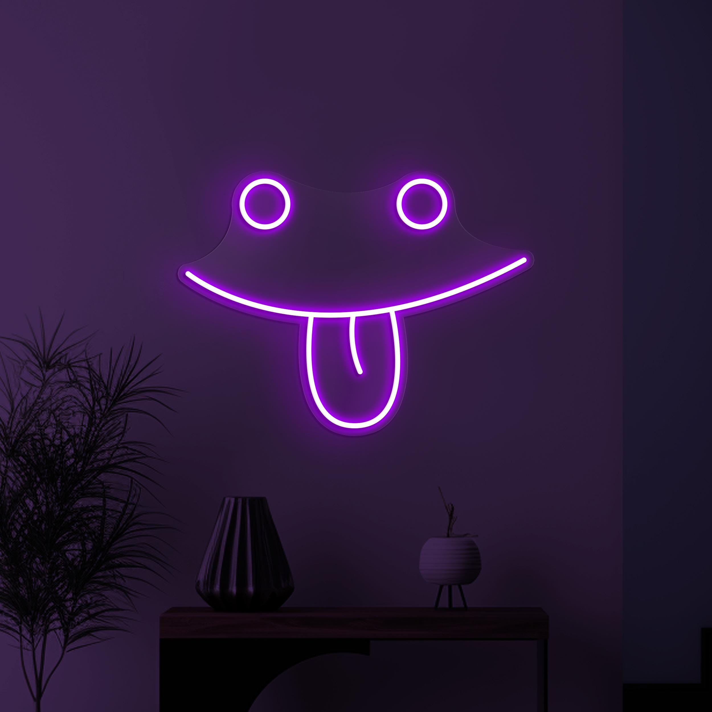 Smiley Face Neon Sign, Smiley Face Emoji LED Light, Tongue Out Wall Decor, Silly Face Wall Art, Kids Room Neon Light, Happy Face Led Sign
