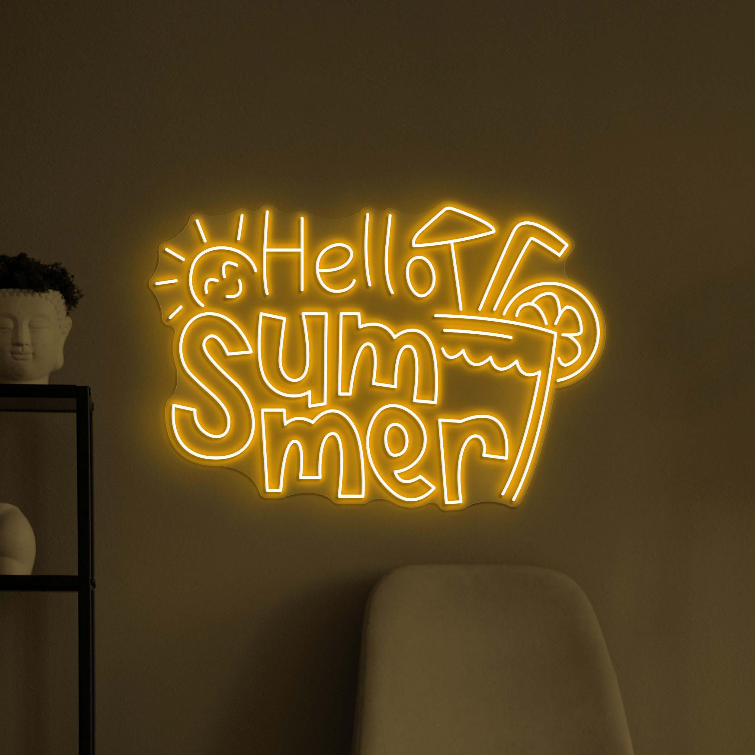 Hello Summer Neon Sign, Hello Summer LED Light, Party Wall Decor, Holiday Neon Art, Beach Neon Light, Summer Party Sign, Welcome Summer Art