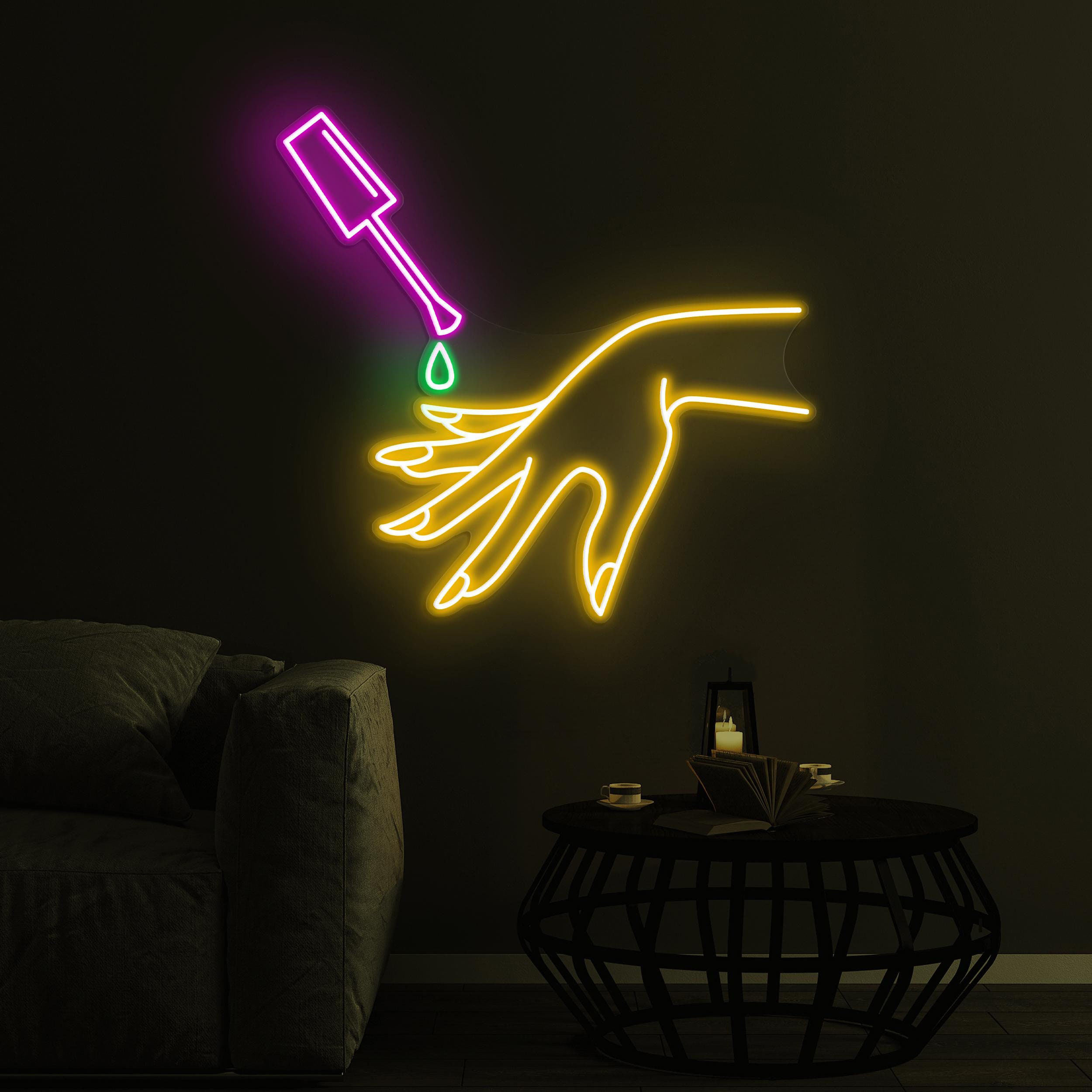 Hand Painting Nails Neon Sign, Hand & Nail Polish LED Light, Nail Polish Hand Light, Beauty Salon Decor, Nail Artist Home Decor, Girly Room