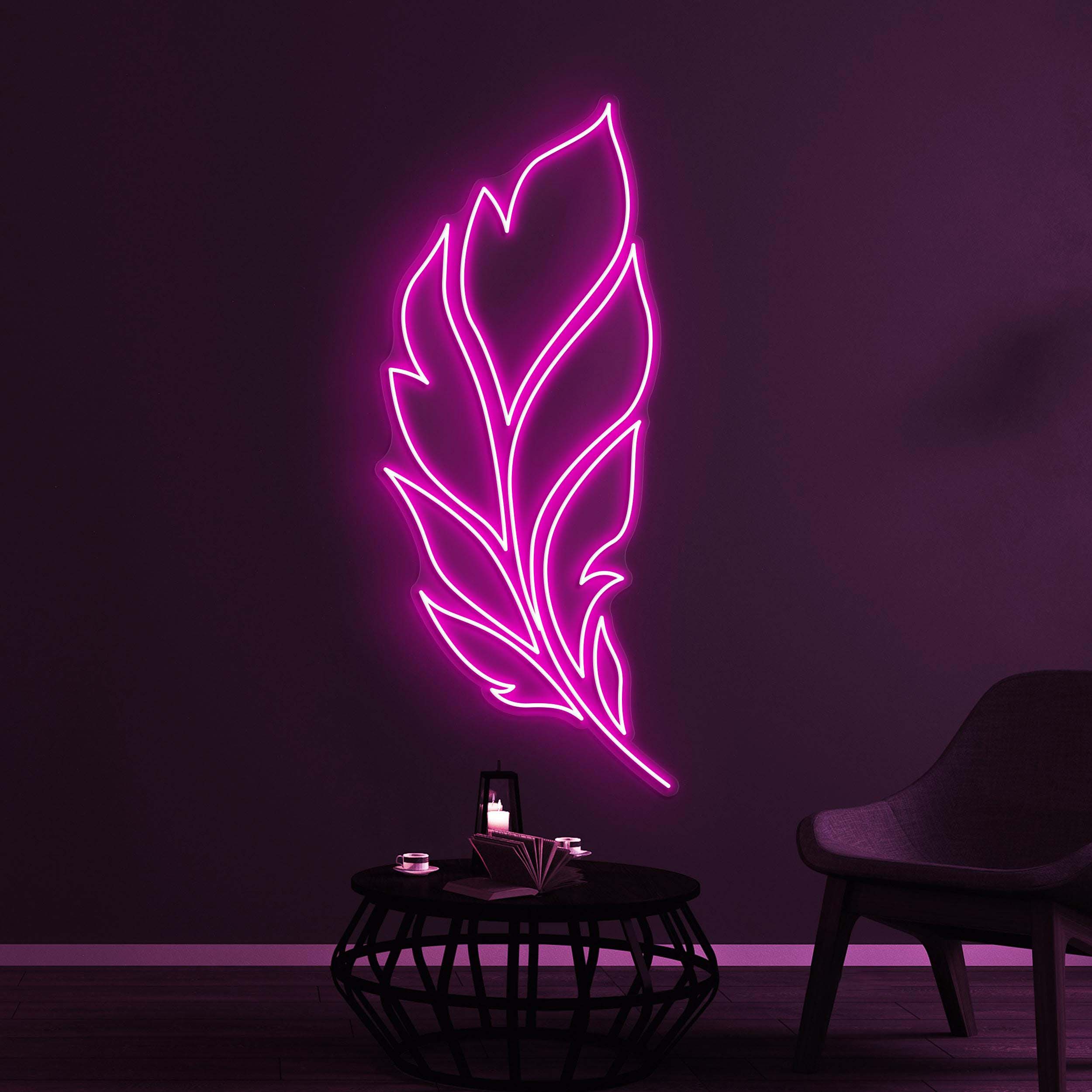 Feather Neon Sign, Feather LED Light, Home Wall Decor, Bedroom Neon Wall Light, Personalized Neon Sign, Leaf Wall Art, Nature Neon Decor