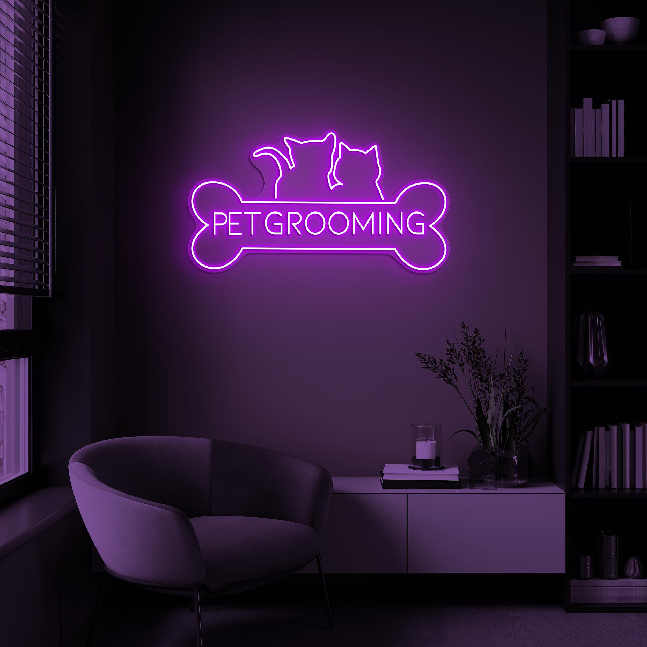 Pet Grooming Neon Sign, Pet Grooming LED Light, Dog Cat Pet Service Decor, Pet Shop Wall Art, Animal Neon Light, Pet Grooming Salon Art