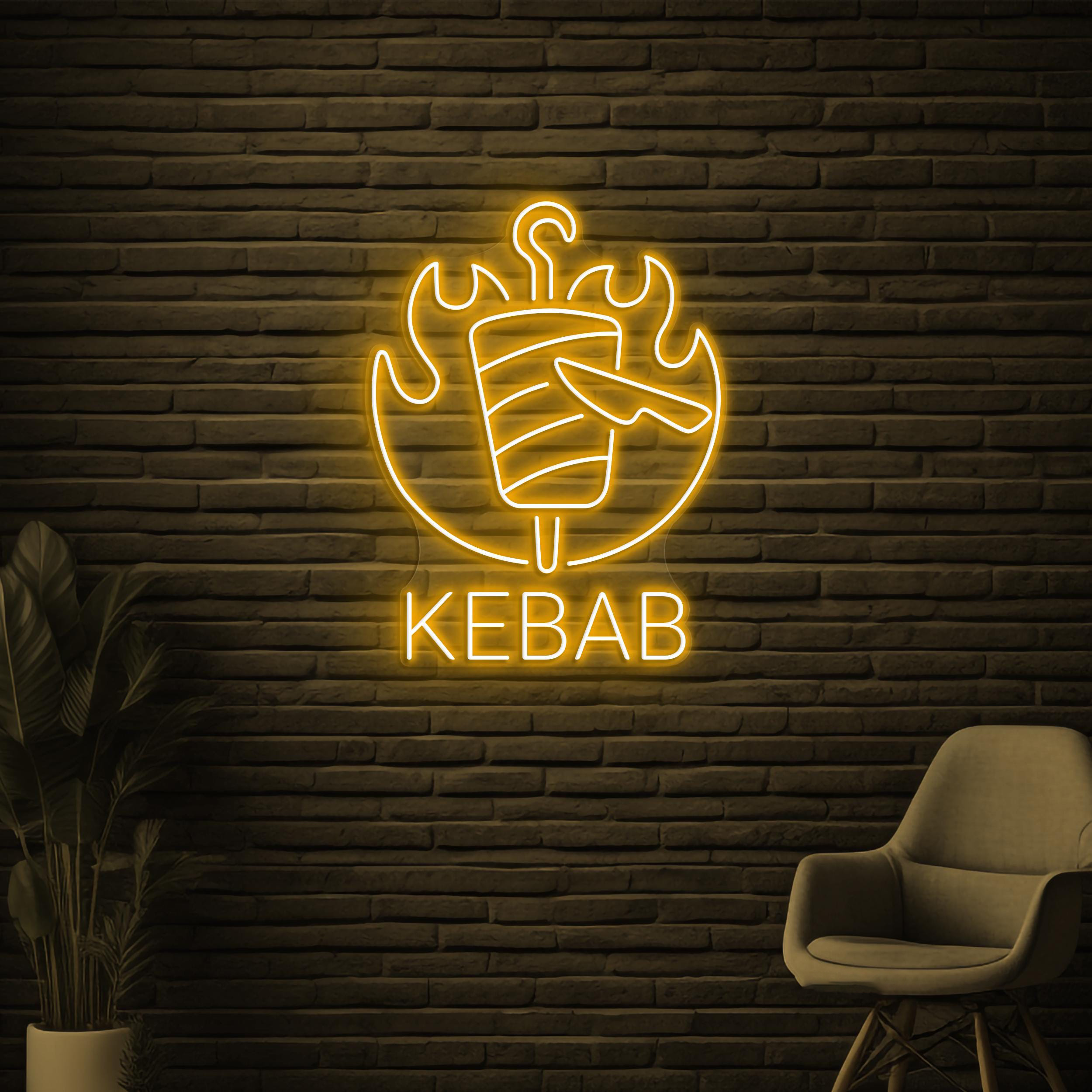 Kebab Neon Sign, Kebab Neon Light, Kebab Logo Wall Art, Restaurant Wall Decor, Business Logo Neon Light, BBQ Shop Neon Sign, Kebab Lover