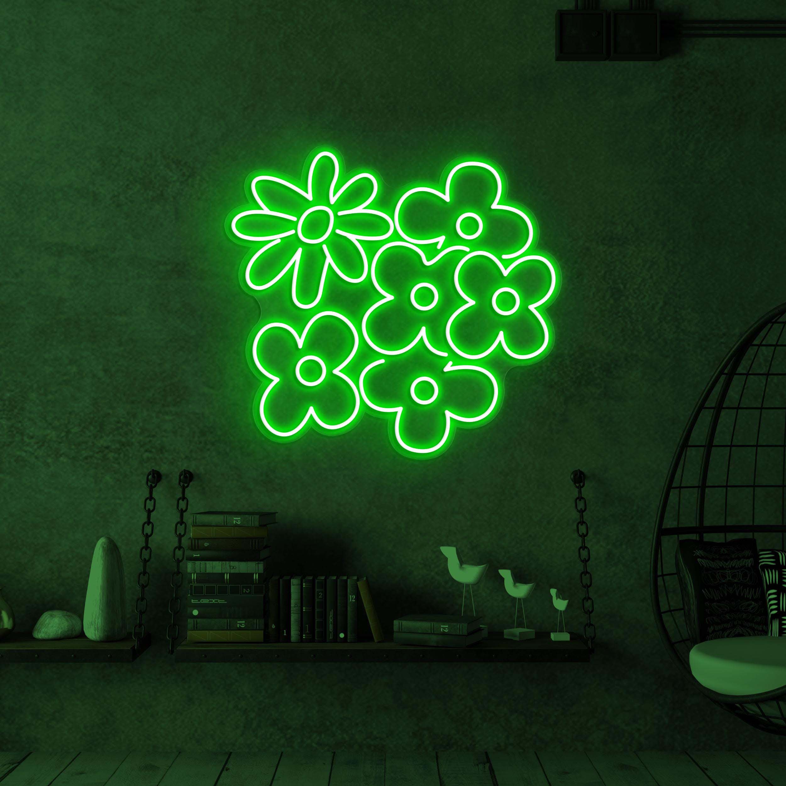 Flowers Neon Sign, Flowers LED Light, Floral Flowers Wall Decor, Girls Room Decor, Wedding Wall Art, Decor for Home, Party, Garden & Yard