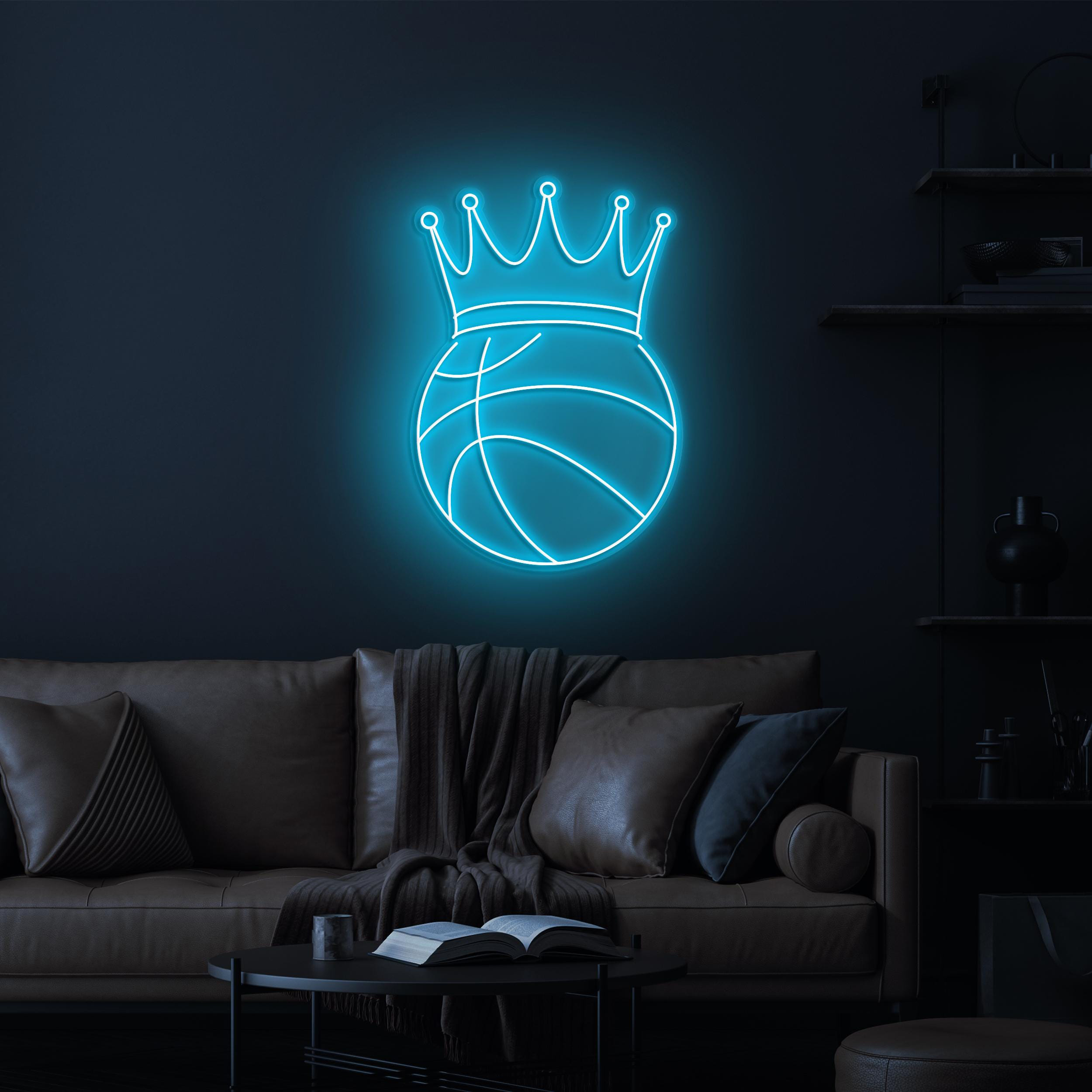 Basketball with Crown Neon Sign, Basketball with Crown LED Light, Champion LED Neon Art, Sports Event Decor, Game Room Art, Sports Shop Art