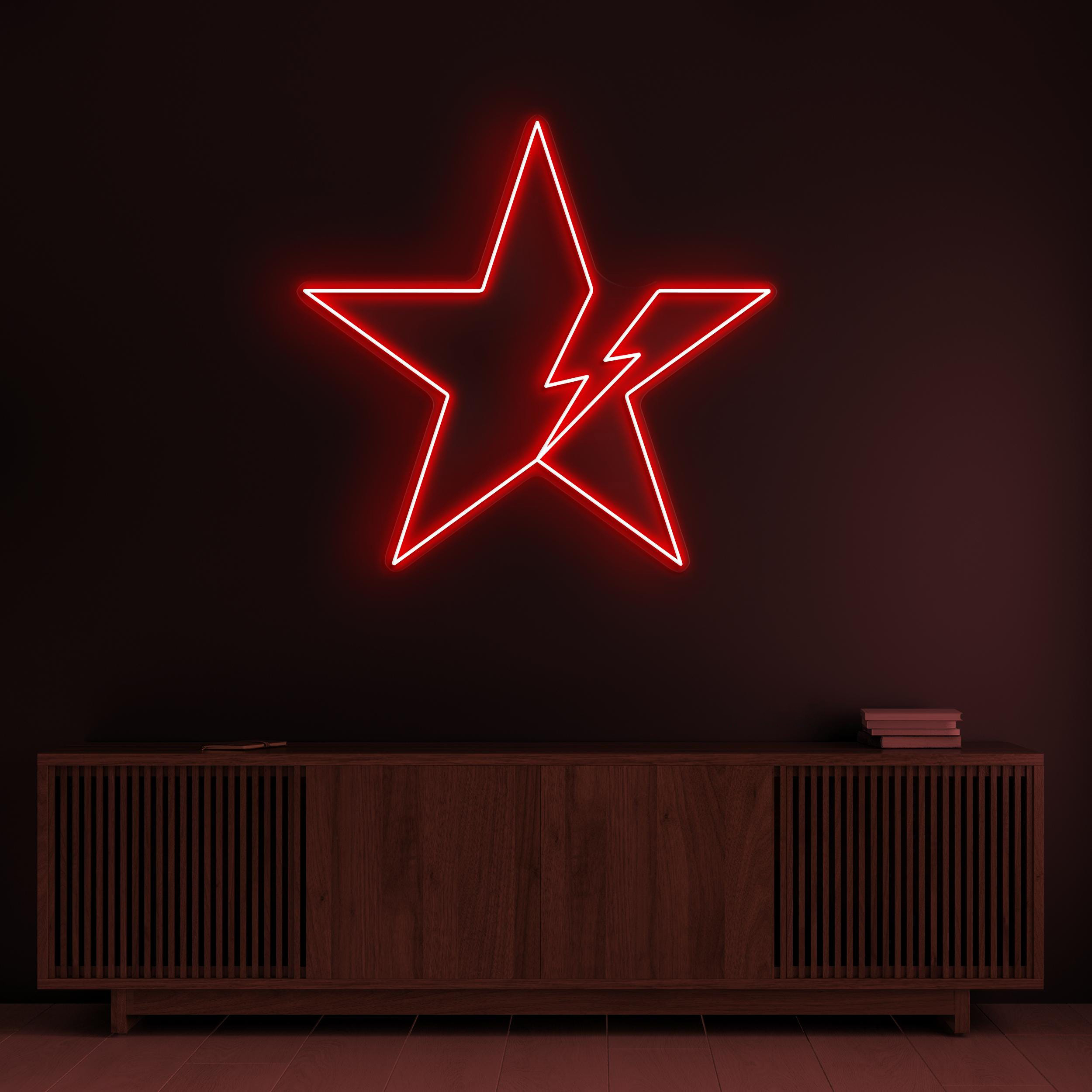 Star Neon Sign, Star LED Light, Lightning Star Wall Decor, Power Star Wall Art, Cafe & Bar Led Light, Home Wall Decor, Kids Room Neon Light