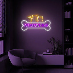 Pet Grooming Neon Sign, Pet Grooming LED Light, Dog Cat Pet Service Decor, Pet Shop Wall Art, Animal Neon Light, Pet Grooming Salon Art