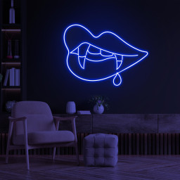 Vampire Lips Neon Sign, Vampire Lips LED Light, Vampire Teeth LED Neon Art, Goth Wall Art Sign, Lips Art, Decor for Horror Room & Game Room