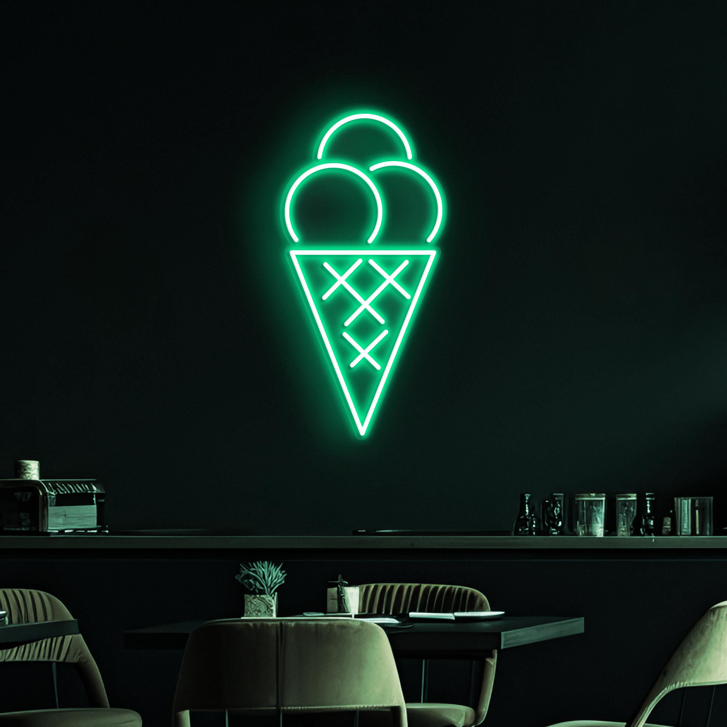 Cone Ice Cream Neon Sign, Cone Ice Cream LED Light, Bar and Cafe Neon Light, Ice Cream Shop Wall Decor, Dessert Spot Art, Kids Room Decor