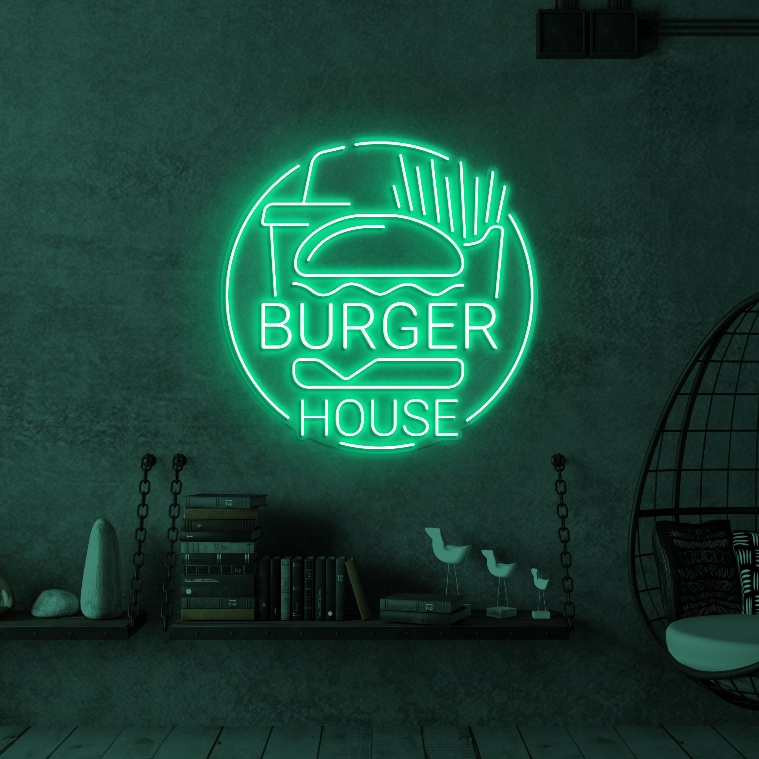 Burger House Neon Sign, Burger House LED Light, Fast Food Restaurant Decor, Burger Lover Sign, Fast Food Neon Art, Burger Shop Neon Decor