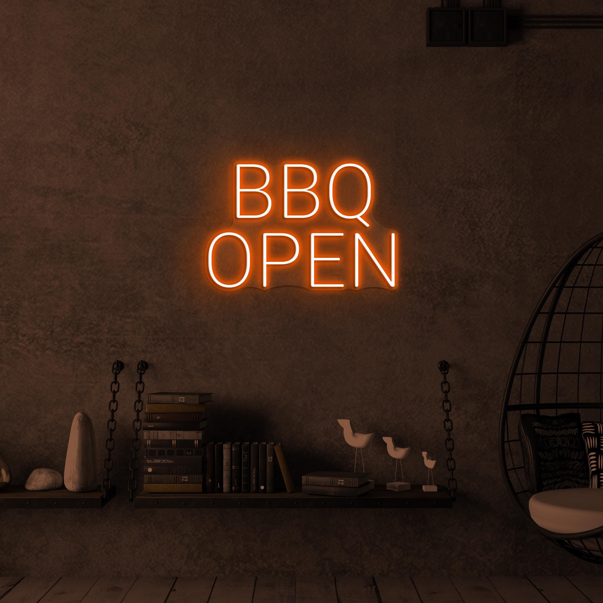 BBQ Open Neon Sign, BBQ open Led Light, BBQ Wall Decor, Restaurants Wall Art, Open Neon Sign, Welcome Wall Sign, Opening Door Shop Neon Art