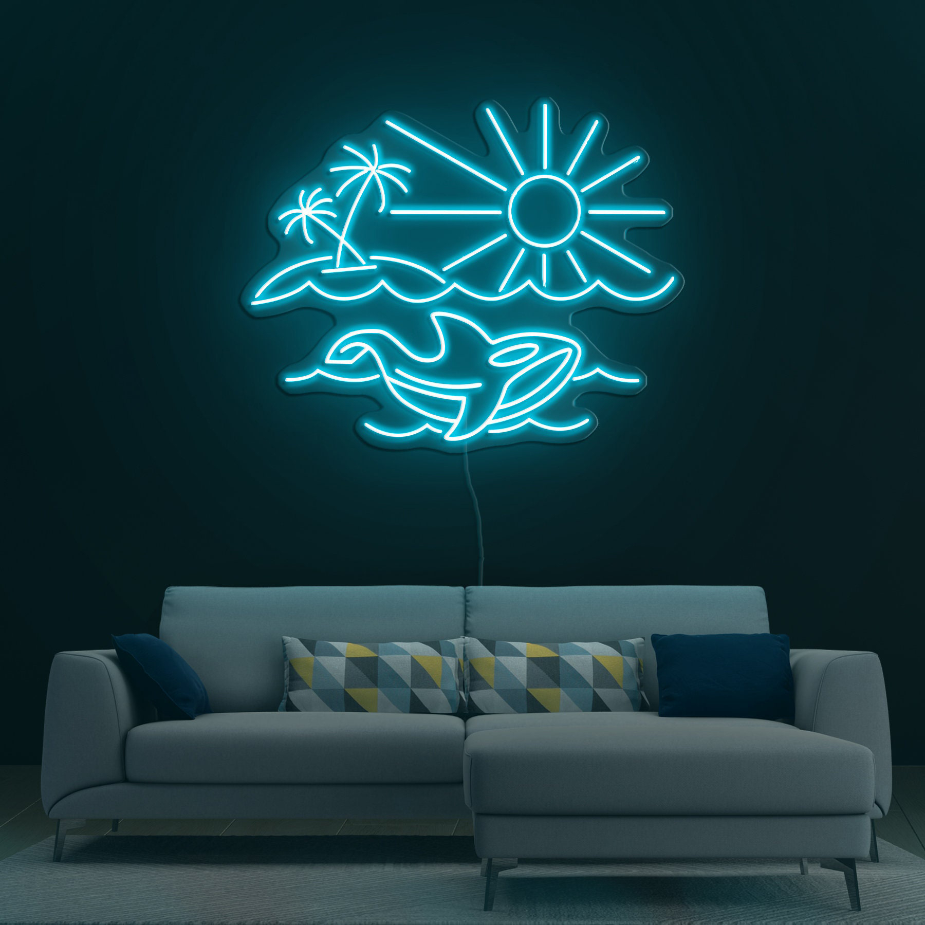Tropical Beach Neon Sign, Palm Tree, Sunset, Whale LED Light, Summer Vibes Decor, Beach Neon Art, Vacation and Beach Parties Decor,  Gift