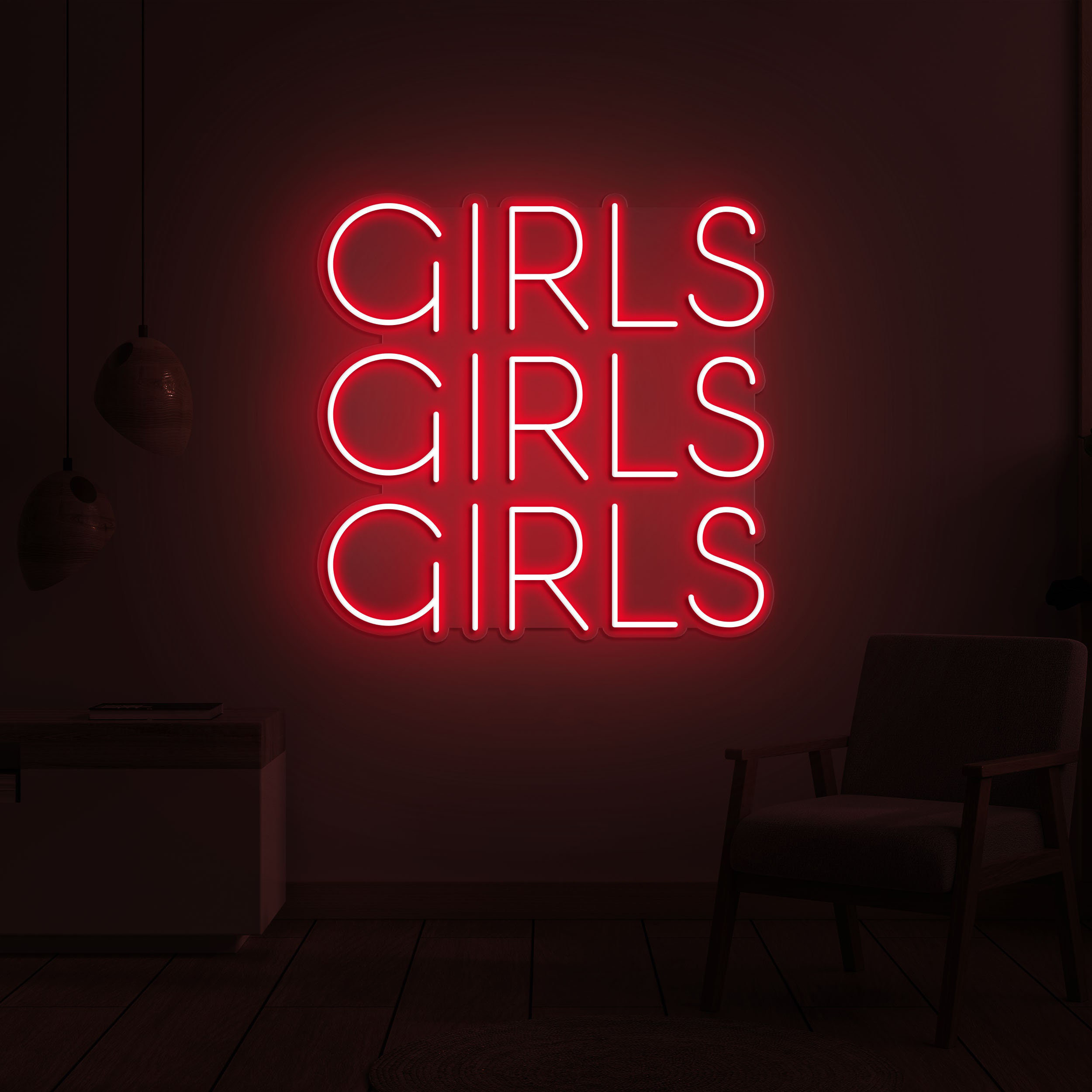 Girls, Girls, Girls Neon Sign, Bedroom Wall Decor, Neon Light Art Gift, LED Sign for Bedroom, Cute Neon Lamps,Neon Light,Kid's Birthday Gift