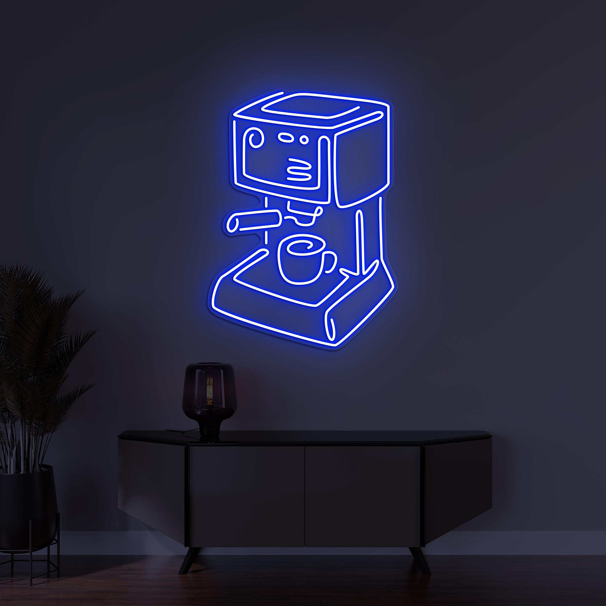 Coffee Machine Neon Sign, Coffee Machine Led Light, Coffee Shop Wall Décor, Cafe Neon Art, Coffee Lover Decor, Led Wall Decor, Bar Neon Art
