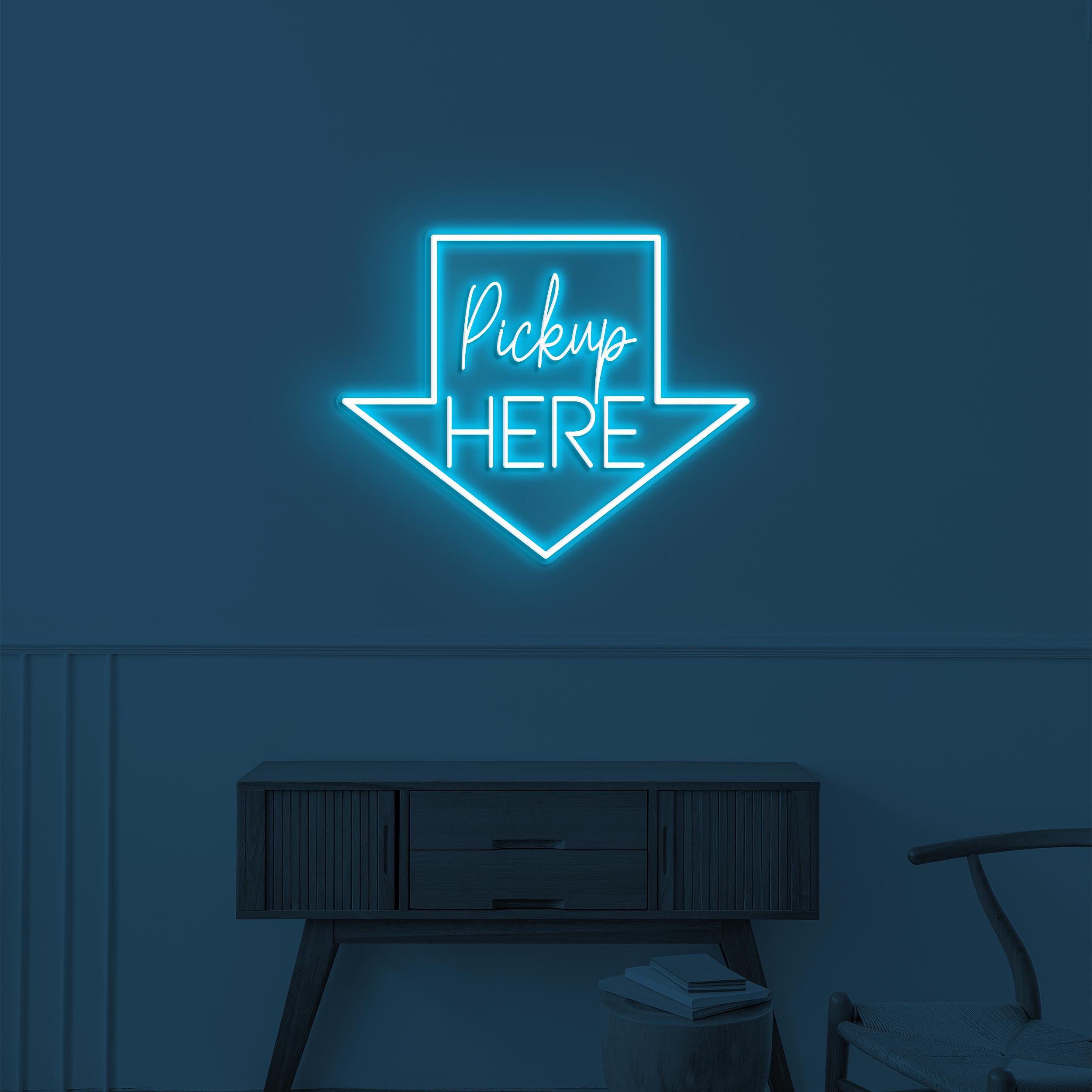 Pickup Here Neon Sign, Pickup Here LED Light, Arrow LED Sign, Pickup Here Art, Store, Food Shop, Cafe Decor, Restaurant Sign, Business Logo