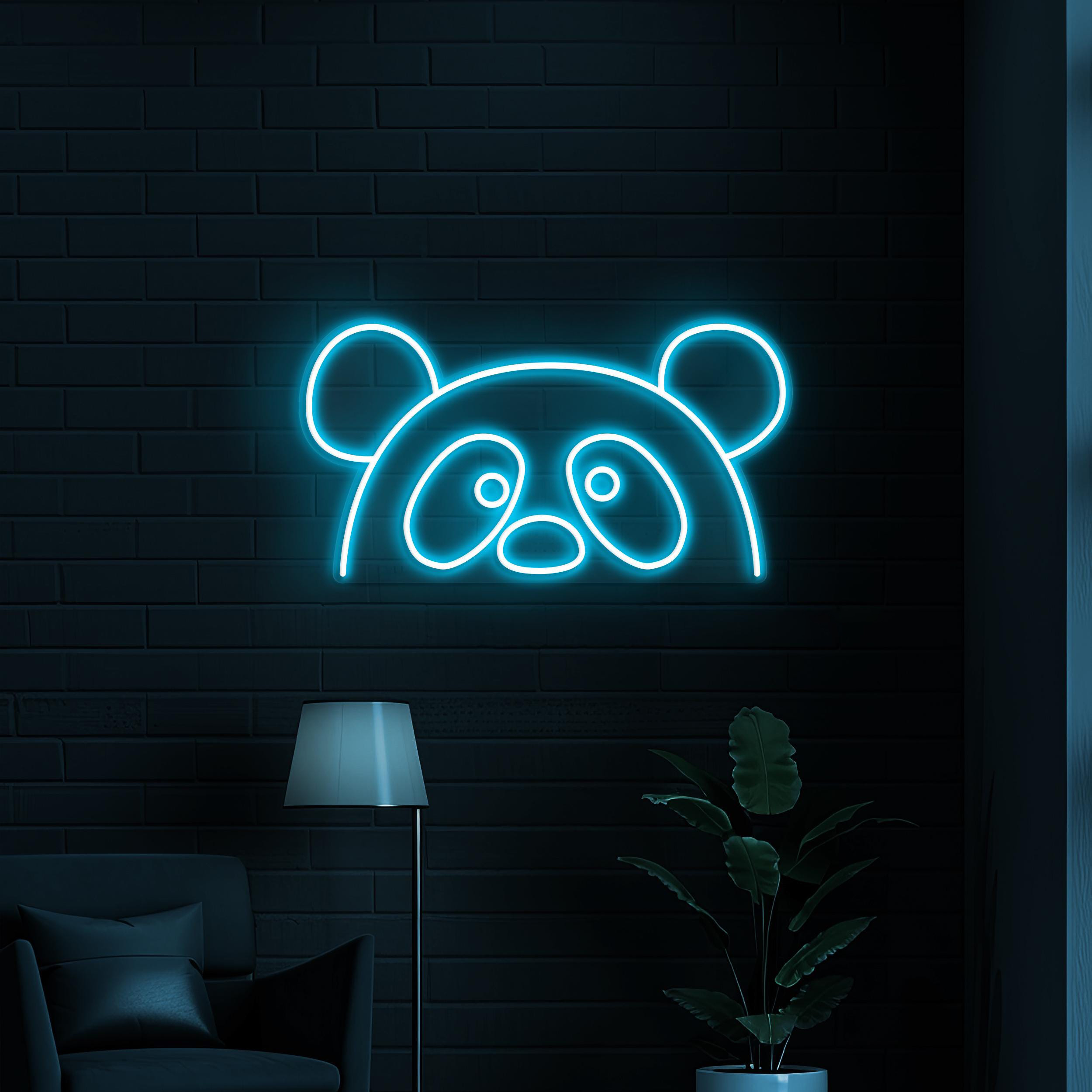 Panda Neon Sign, Panda LED Light, Panda LED Wall Decor, Eye-catching Panda Sign, Animal Shop Decor, Home Wall Decor, Kids & Game Room Decor