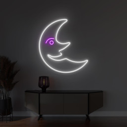 Moon Neon Sign, Moon Smile LED Light, Smiley Moon Face Wall Decor, Home Wall Art, Nursery Room Decor, Cute Moon Night Light, Night Sky Art