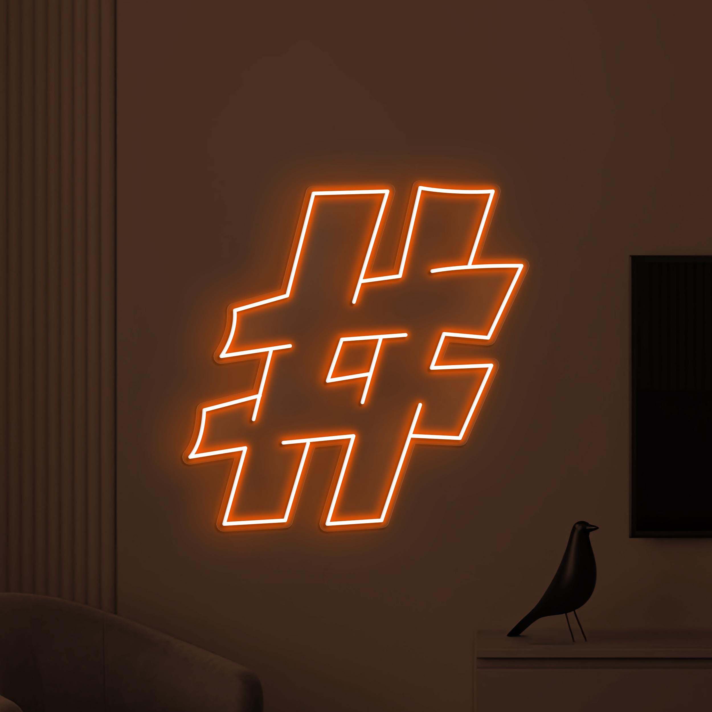 Hashtag Neon Sign, Hashtag LED Light, Social Media Wall Decor, Socialite Neon Art, Personalized Sign, Office Neon Light, Trending Now Sign