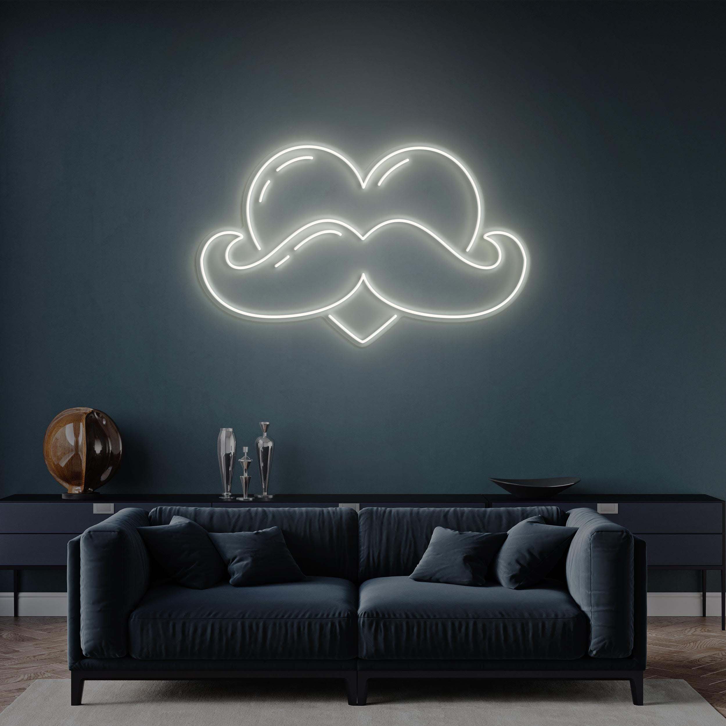 Moustache Heart Neon Sign, Father's Day Gift, Moustache Wall Light, Custom Neon Sign, Room Decor, Perfect Gift Idea for Dad, Neon Wall Art