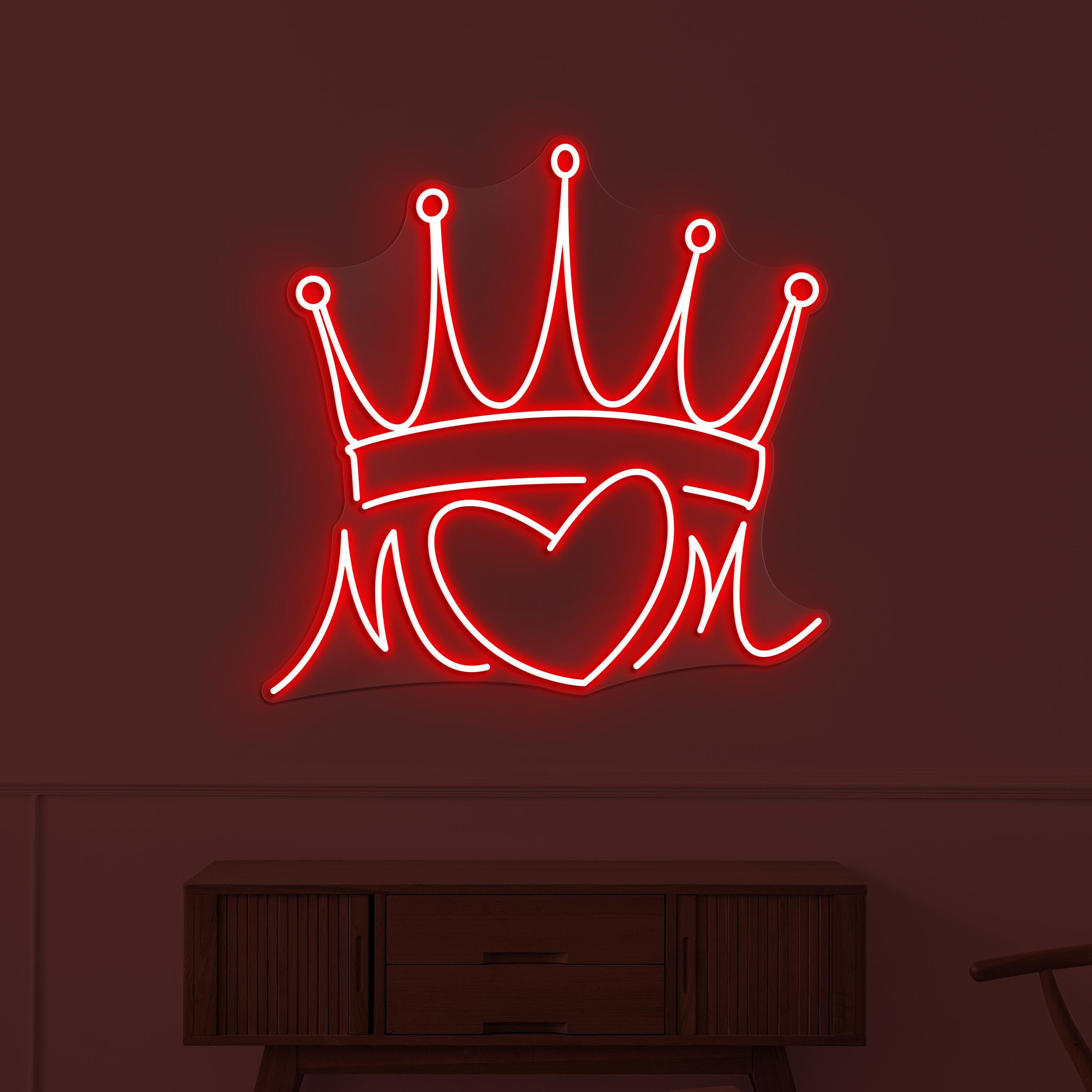 Crown Neon Sign, Crown Heart LED Light, Queen Crown Wall Decor, Mom Crown Neon Light, Home Decor, Royal Crown Decor, Princess Crown Wall Art