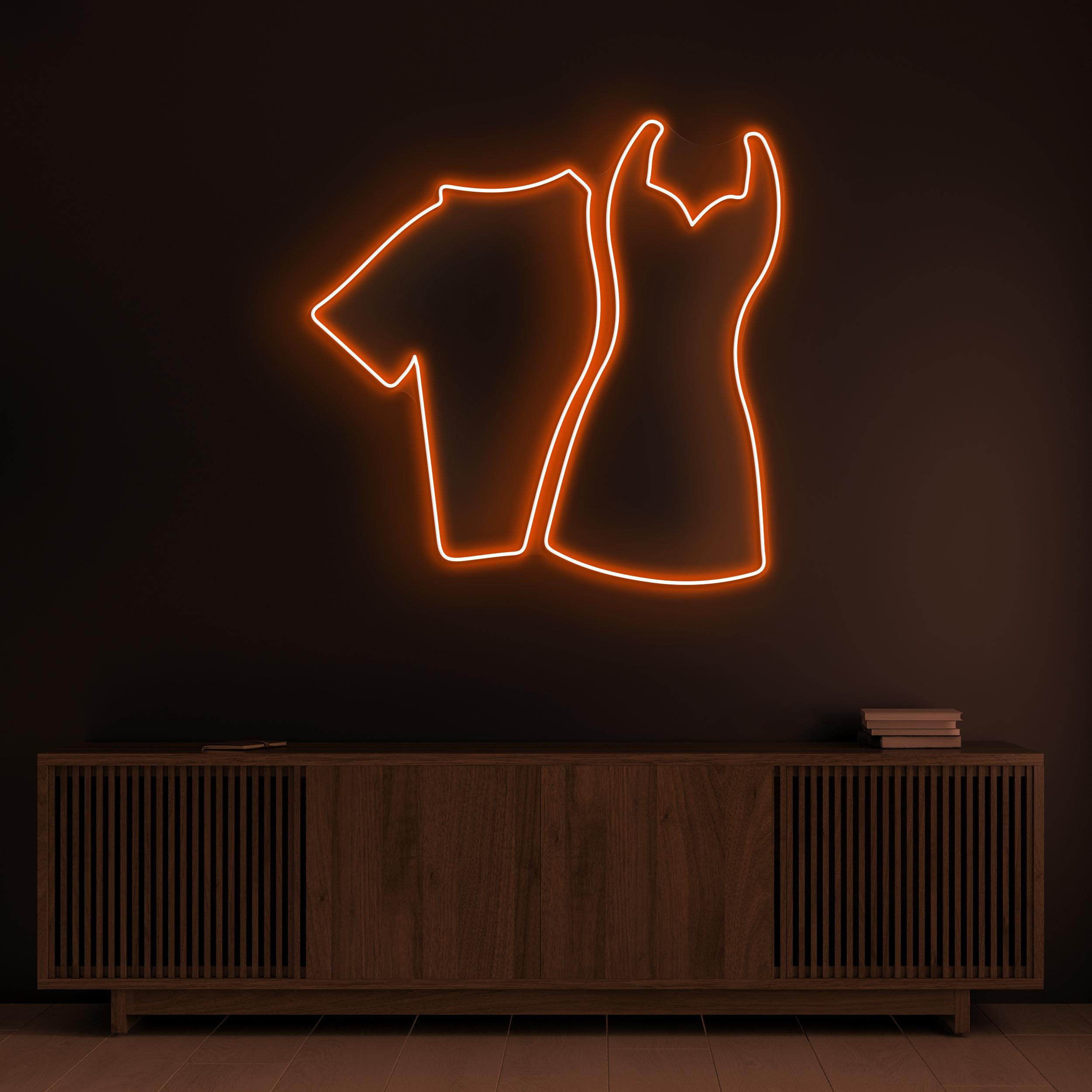 T-Shirt & Dress Neon Sign, T-Shirt and Dress LED Light, Clothing Wall Decor, Clothing Pair Art, Garment Shop Neon Light, Business Logo Sign