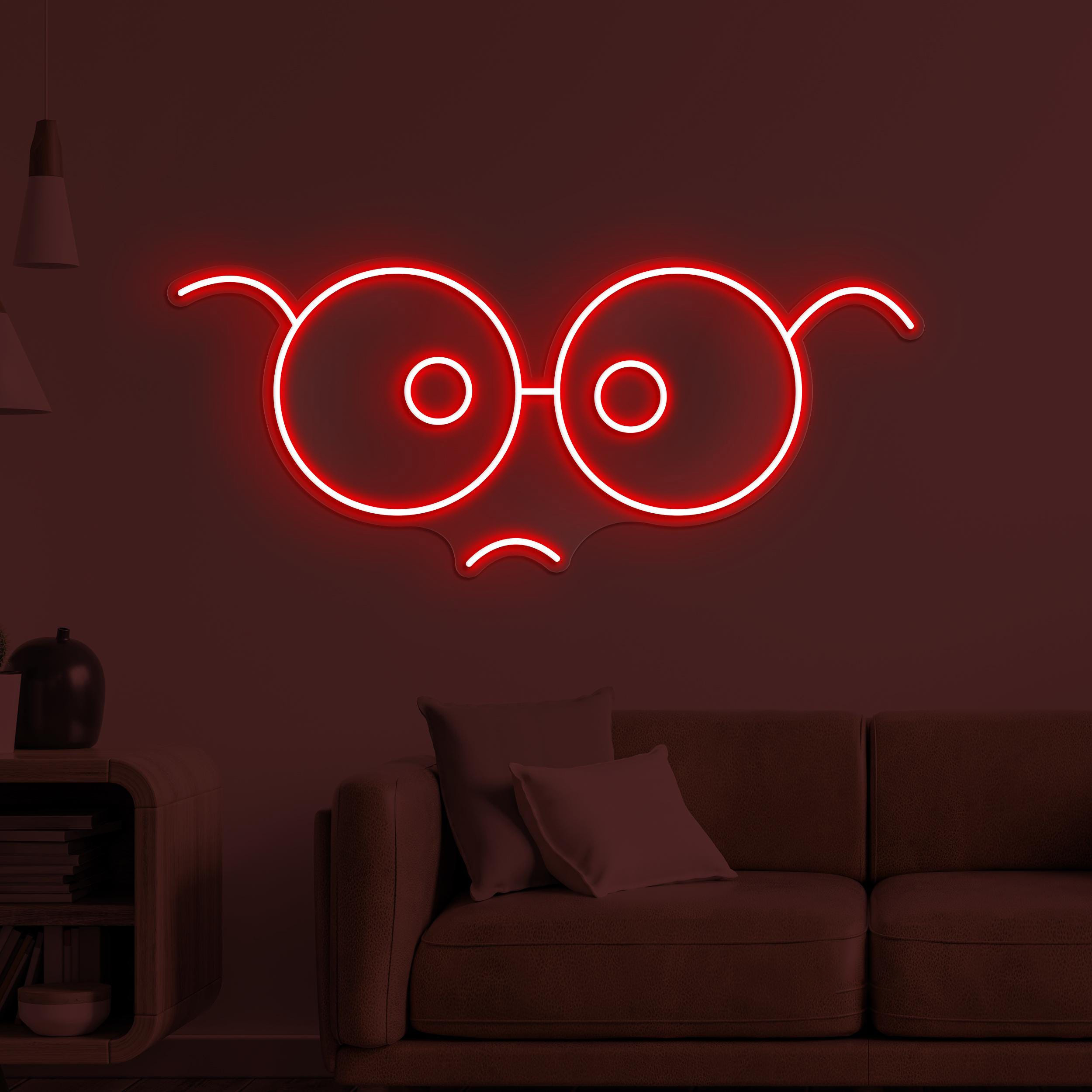 Glasses Face Neon Sign, Glasses Emoji LED Light, Sad Glasses Wall Decor, Led Neon Light, Kids Room Neon Sign, Glasses Shop Wall Decor, Gift