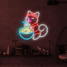Ramen Cat Neon Sign, Cat Ramen LED Light, Japanese Restaurant Wall Decor, Noodle With Cat Neon Sign, Kids Room Wall Art, Lucky Cat Led Sign