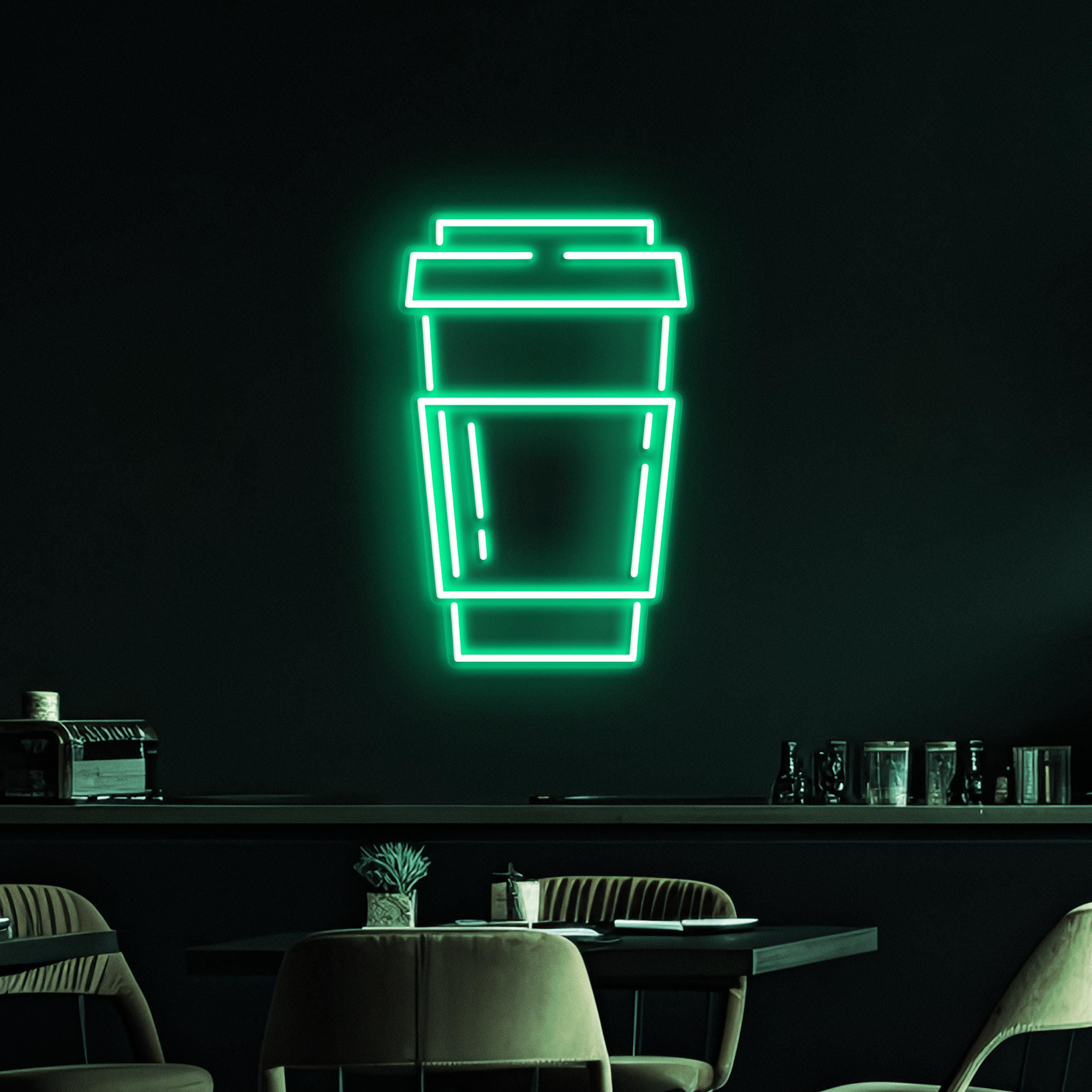 Coffee Cup Neon Sign, Coffee Cup LED Light, Coffee Shop Wall Art, Cafe and Bar Neon Light, Kitchen Wall Decor, Takeaway Coffee Neon Art