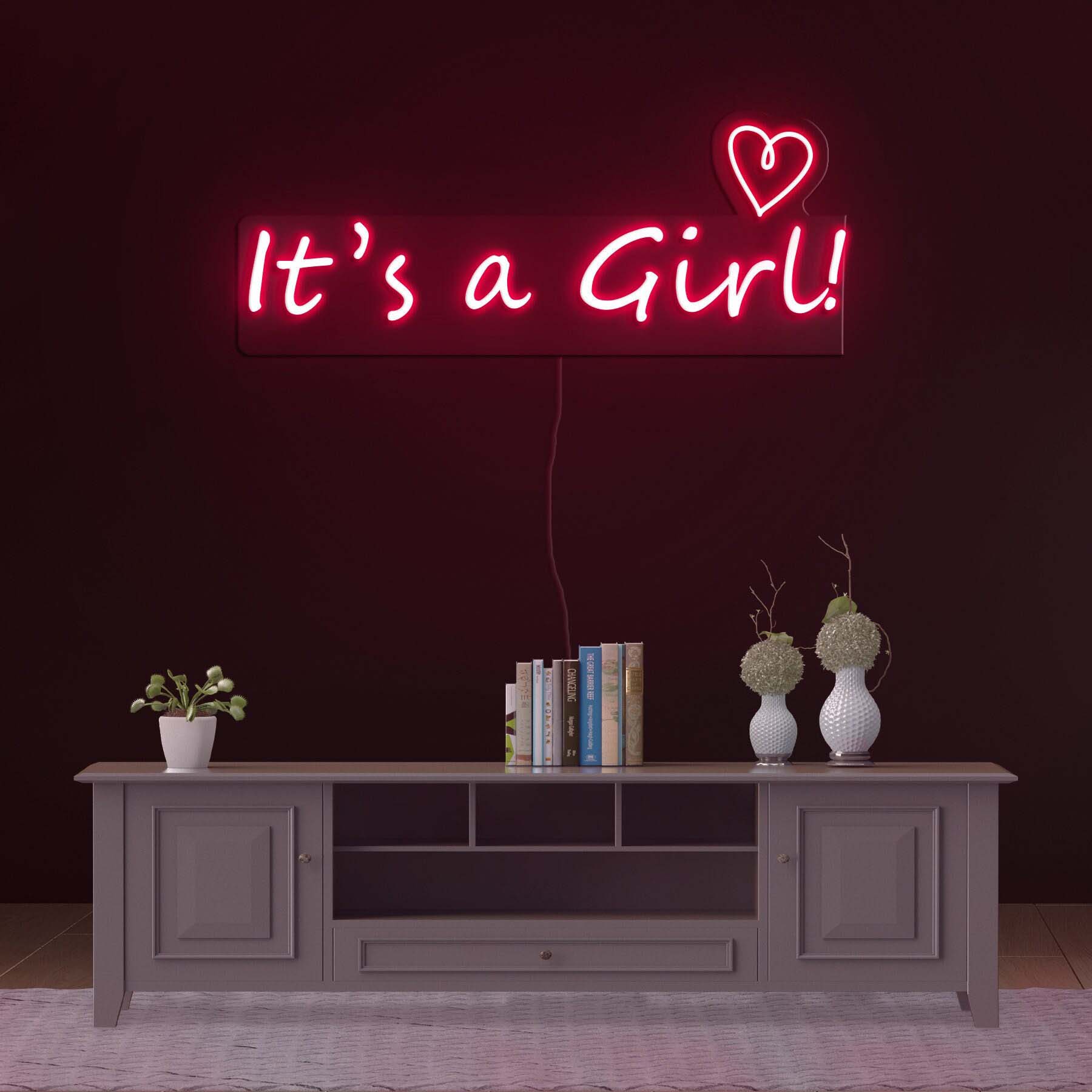 It's a Girl Neon Sign, Baby Shower Decor and Gift, Nursery Wall Art, Personalized LED Neon Light for Birthday Party, Baby Room Decor