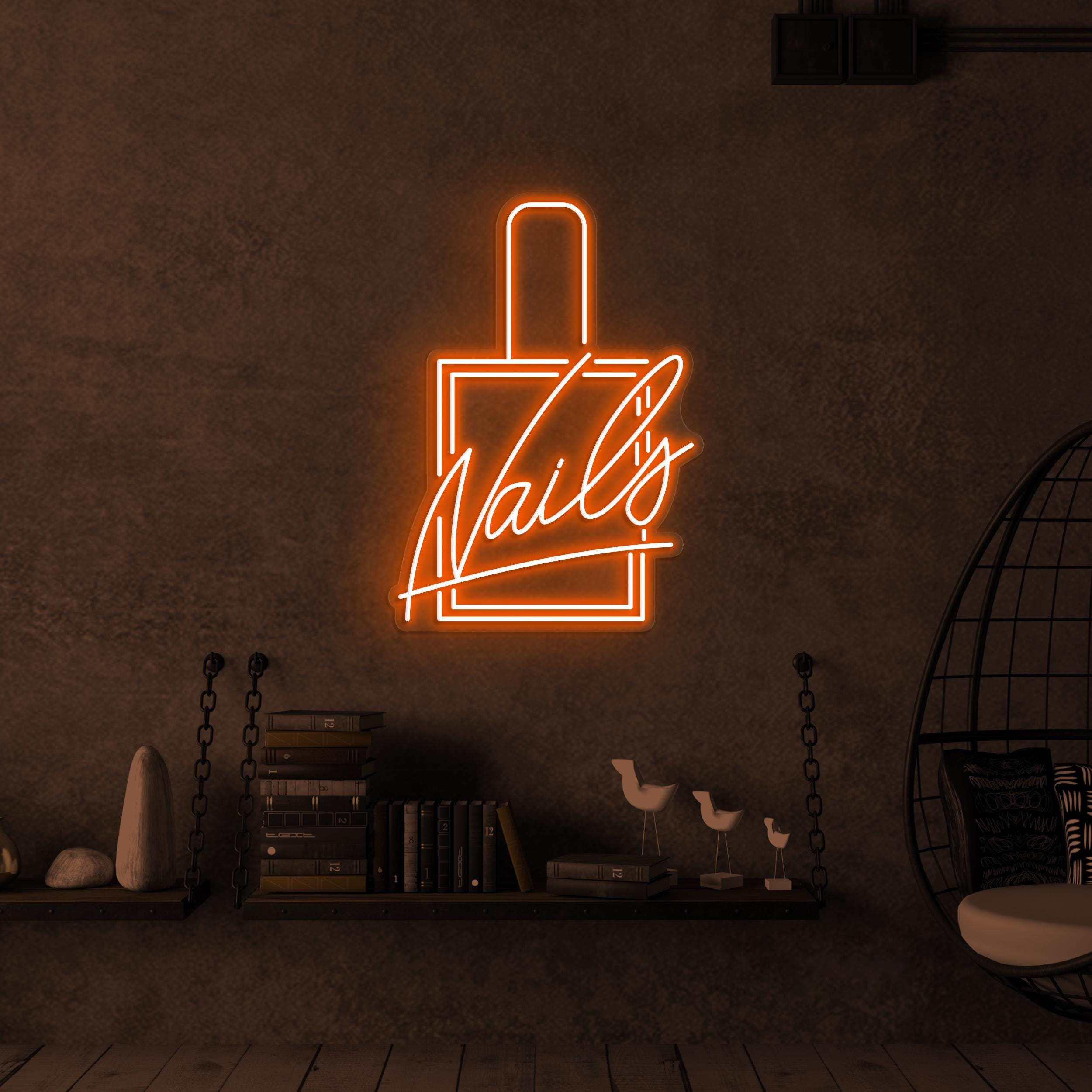 Nails Neon Sign, Nails LED Light, Nail Polish Wall Decor, Nail Logo Wall Art, Beauty Salon Decor, Nail Artist Home Decor, Nail Salon Sign