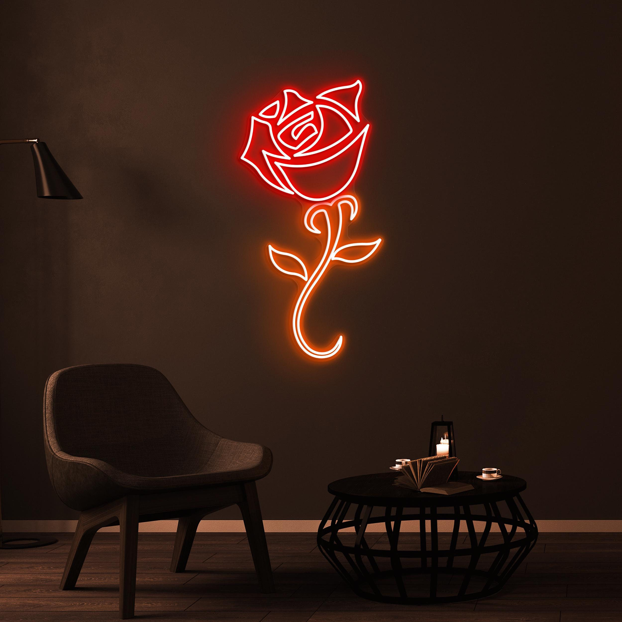 Rose Neon Sign, Rose LED Light, Romantic Wall Decor, Flower Shop Wall Art, Wedding Party Neon Light, Couple Neon Gift, Party Wall Light