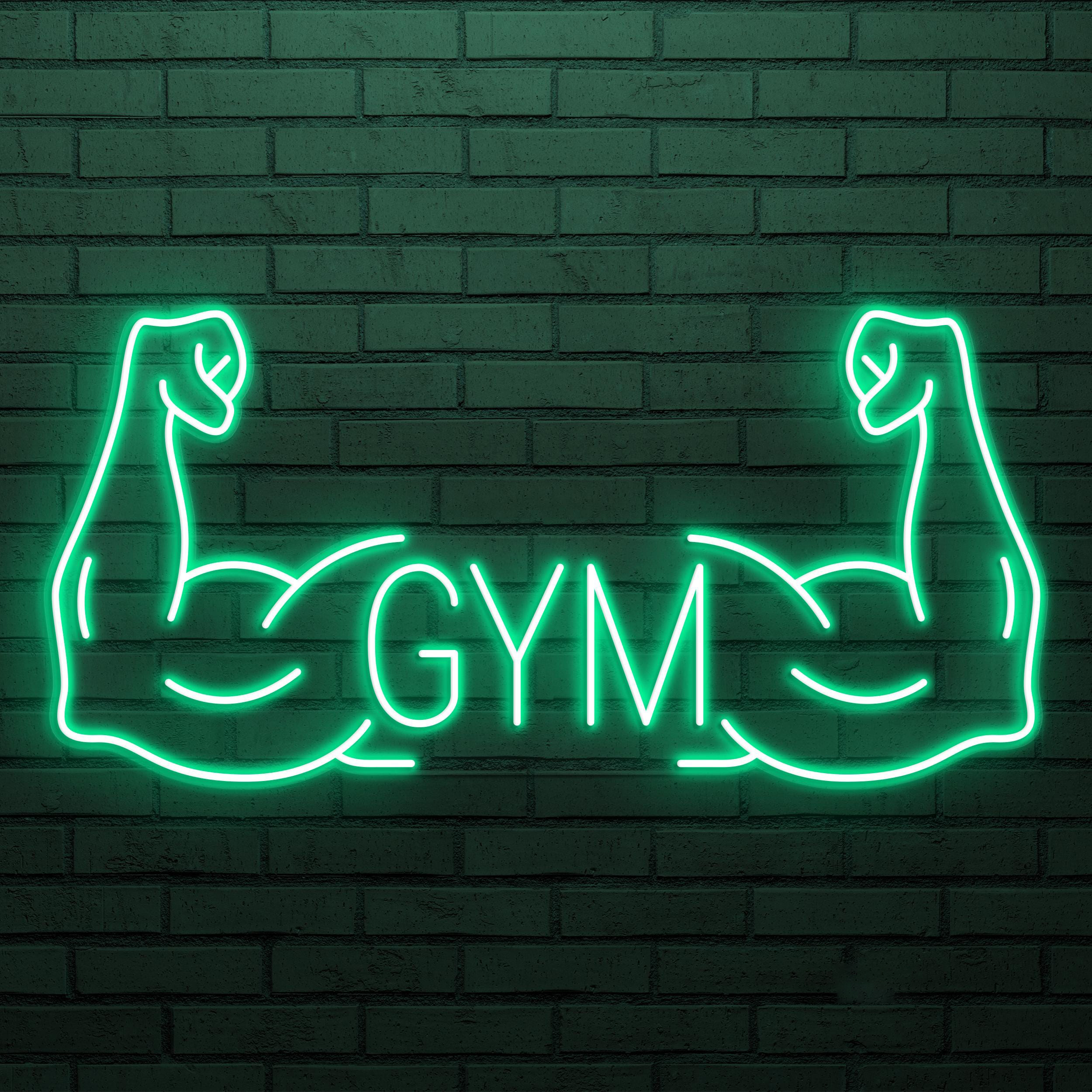 Gym Neon Sign, Gym LED Light, Dual Muscle Wall Decor, Fitness Room Wall Art, Bodybuilder Neon Light, Muscle Arms Wall Light, Exercise Decor