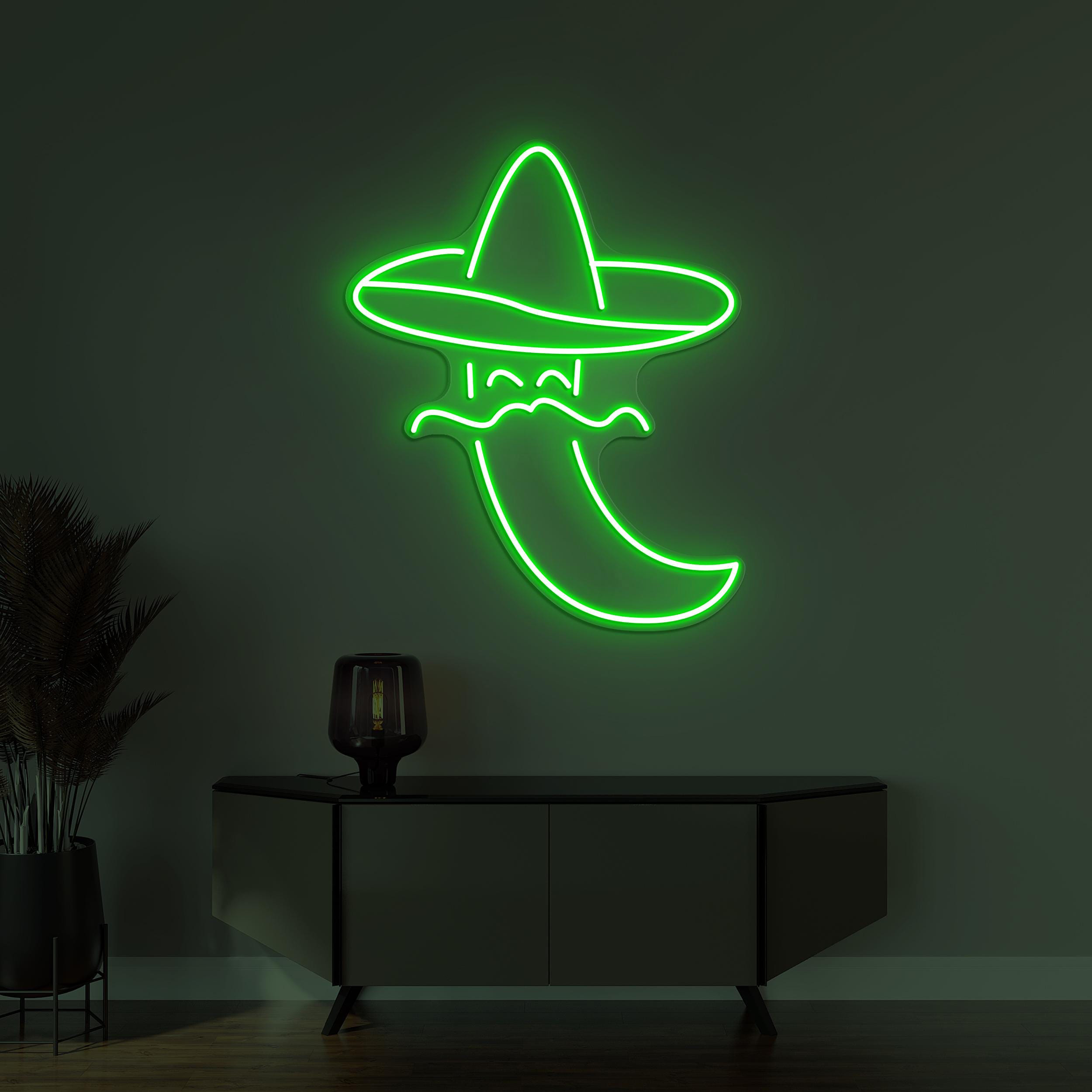 Chili Sombrero Hat Neon Sign, Chili with Sombrero LED Light, Chili Wall Decor, Custom Neon Sign, Mexico Chili Light, Home & Restaurant Art