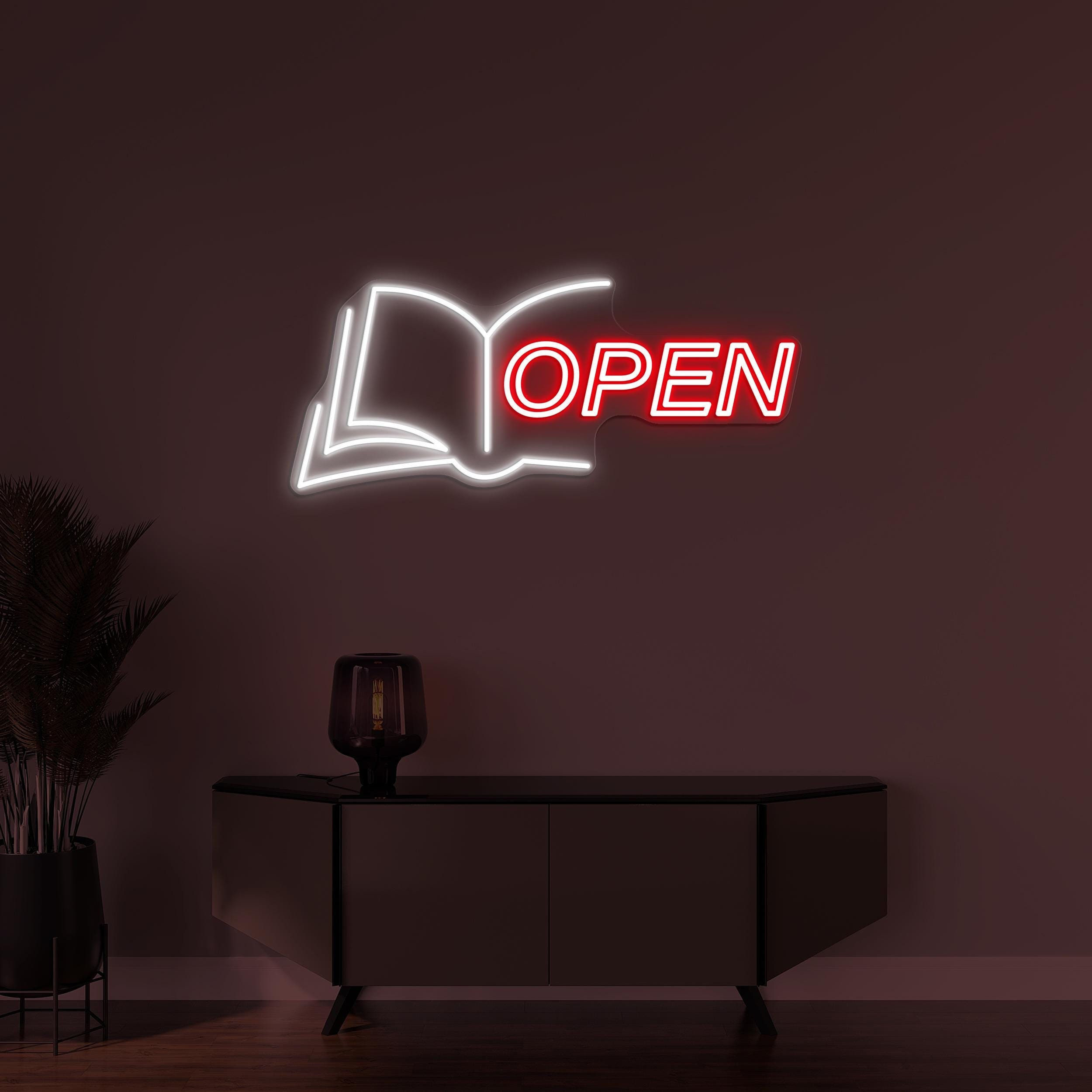 Open Book Neon Sign, Book Open LED Light, Book Open Shop Neon Light, Book Store Wall Decor, Books Lover Gift, Library Wall Art, Bookish Sign
