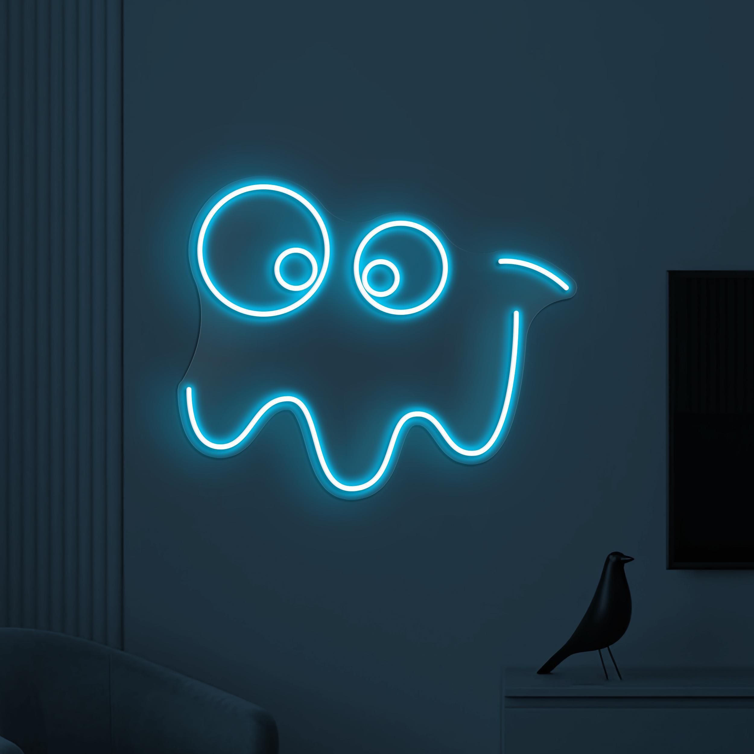 Ghost Emoji Neon Sign, Ghost Emoji LED Light, Zigzag Lips Wall Art, Spooky Face Wall Decor, Custom SIgn, Home Wall Art, Game Room Neon Light