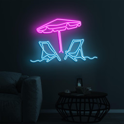 Umbrella and Chairs Neon Sign, Umbrella and Chairs LED Light, Beach Scene LED Neon Art, Summer Beach Decor, Home Wall Art, Gallery Art Sign