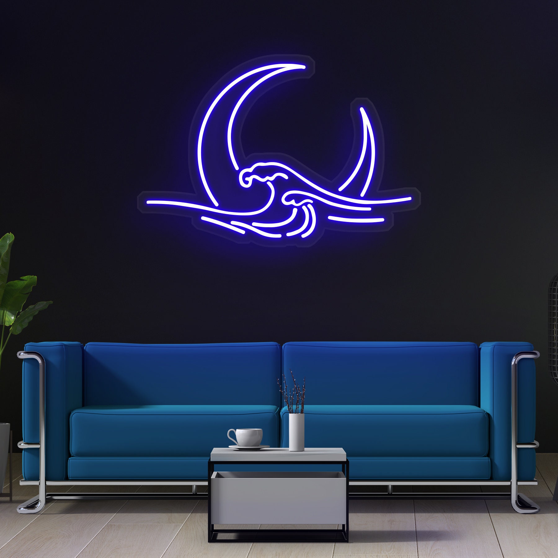 Moon Neon Sign, Moon Wave LED Light, Wall Decor for Bedroom, Room Art, Moonrise Neon Light for Home Decor, Moonlight Wall Decor, Gift Idea